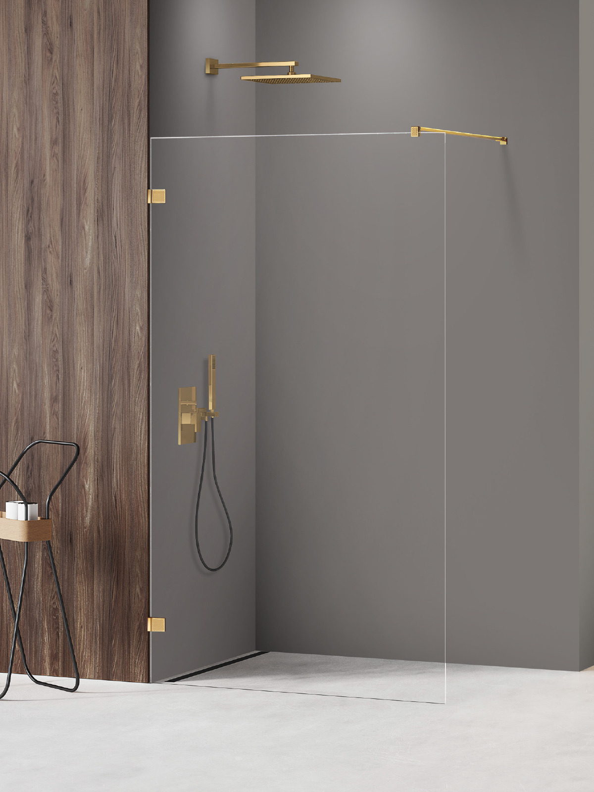 New Trendy Avexa Gold Shine XR inloopdouchewand 80 cm gouden glans/helder glas EXK-6977