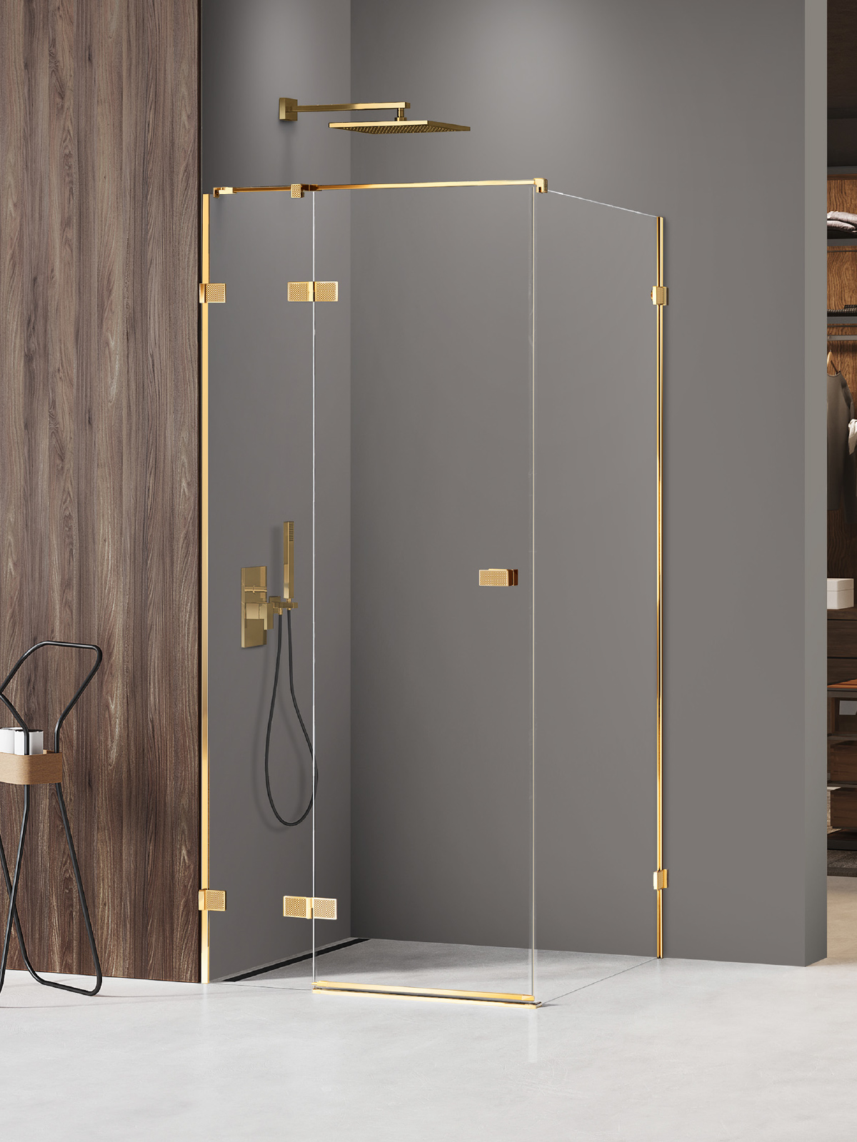 New Trendy Avexa Gold Shine XR douchecabine 120x90 cm rechthoekig gouden glans/helder glas EXK-6761