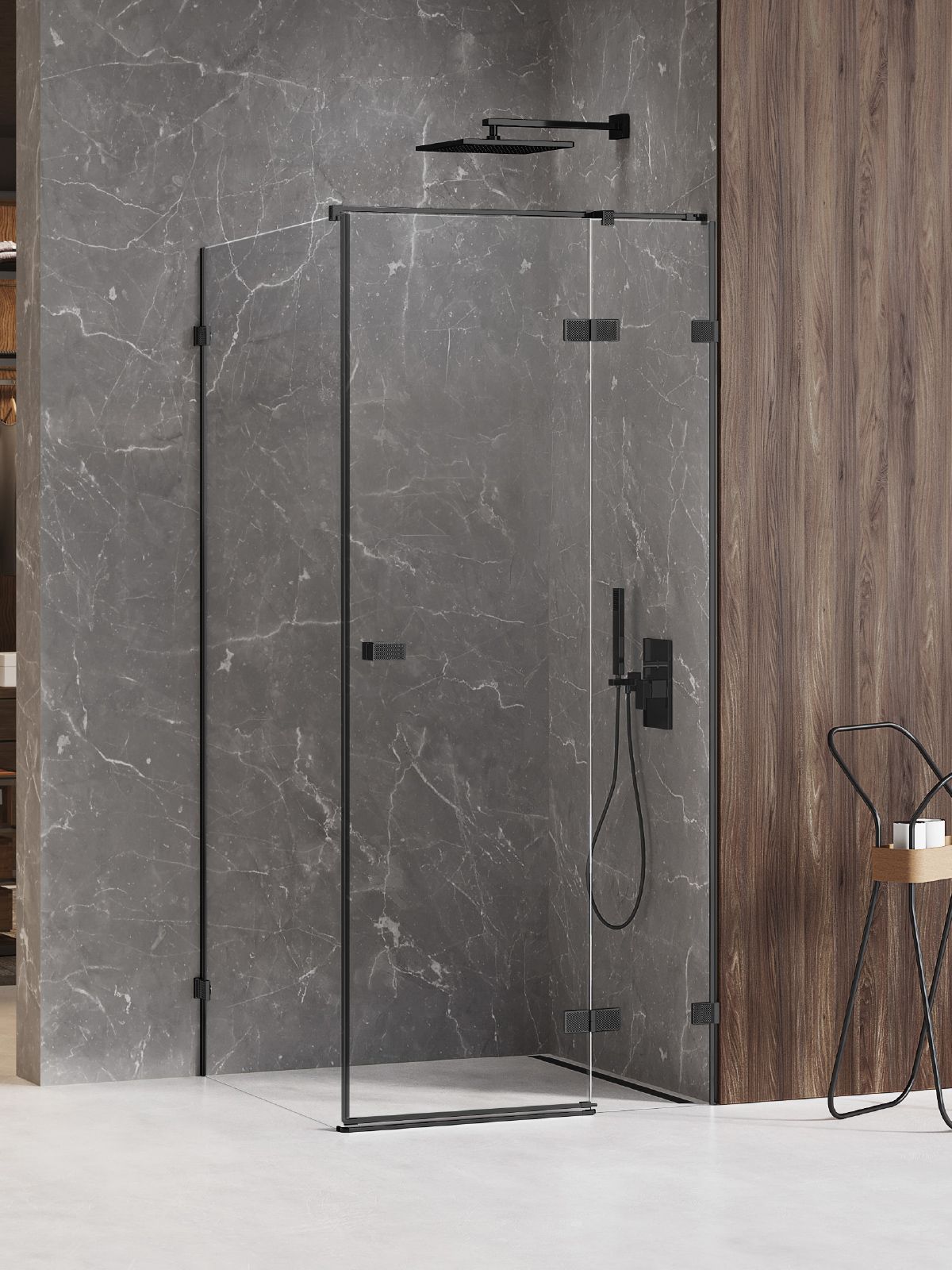 New Trendy Avexa Black XR douchecabine 110x90 cm rechthoekig zwart mat/helder glas EXK-6889