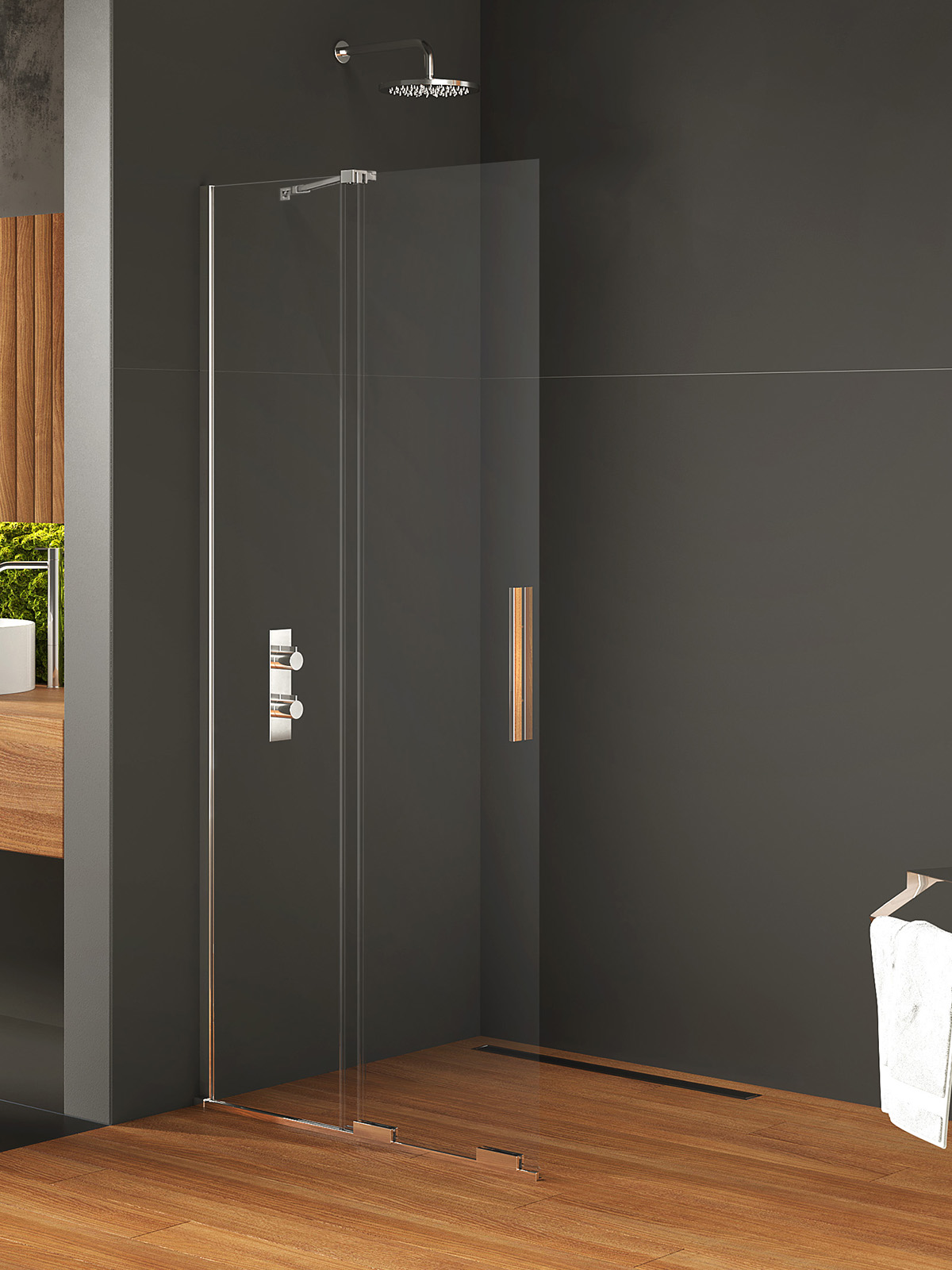 New Trendy Smart inloopdouchewand 90 cm chroom glans/helder glas EXK-4086-WU