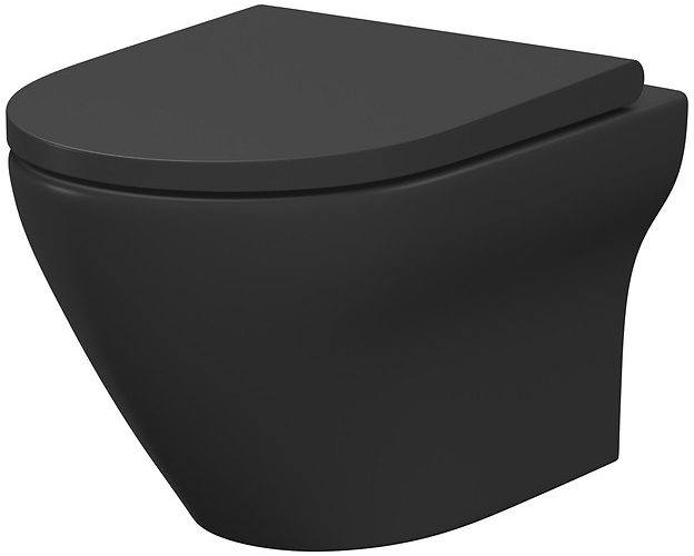 Cersanit Larga toiletpot met softclose toiletbril hangend zonder kraag antraciet mat S701-610