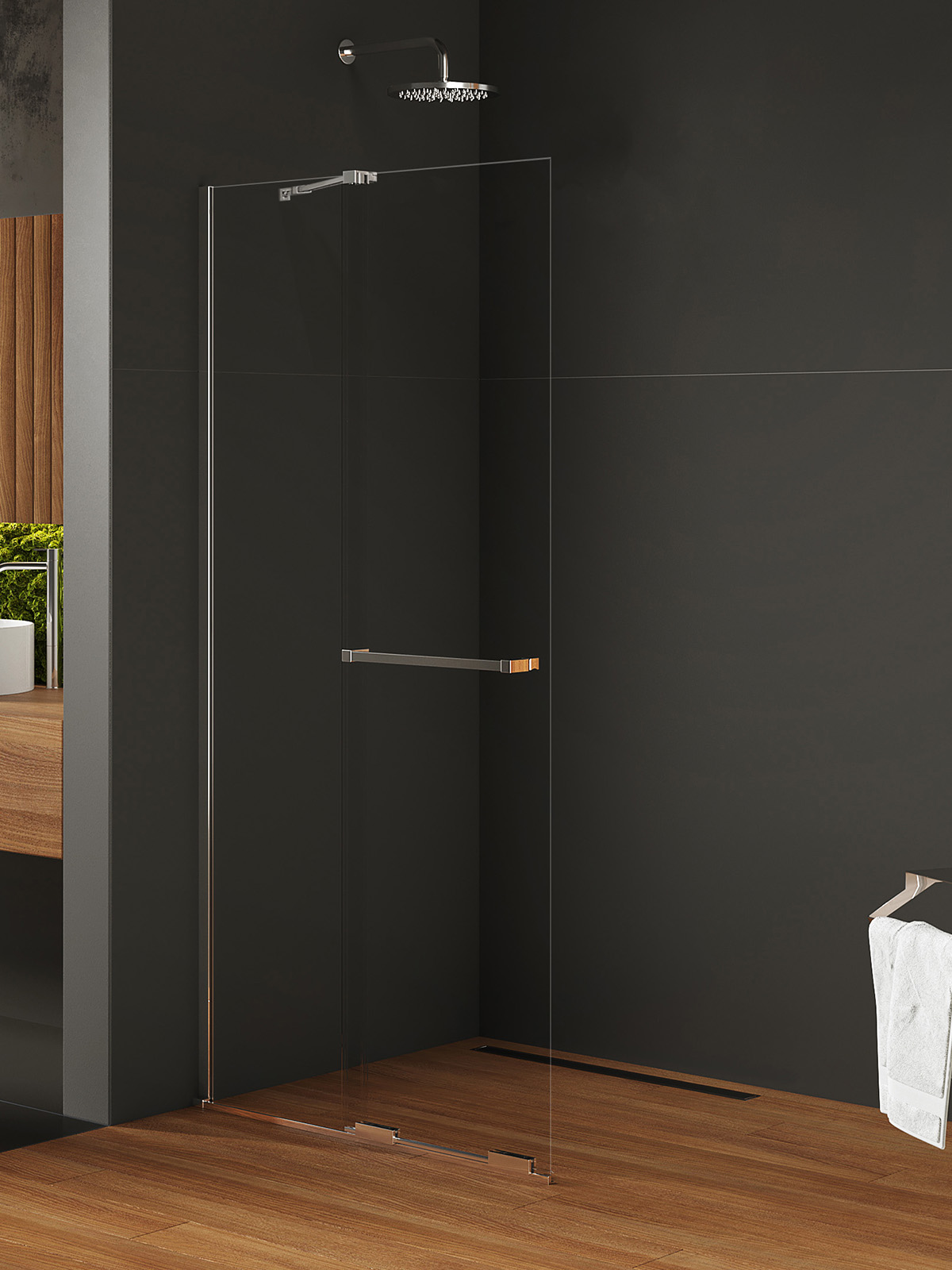 New Trendy Smart inloopdouchewand 80 cm chroom glans/helder glas EXK-6621-WU