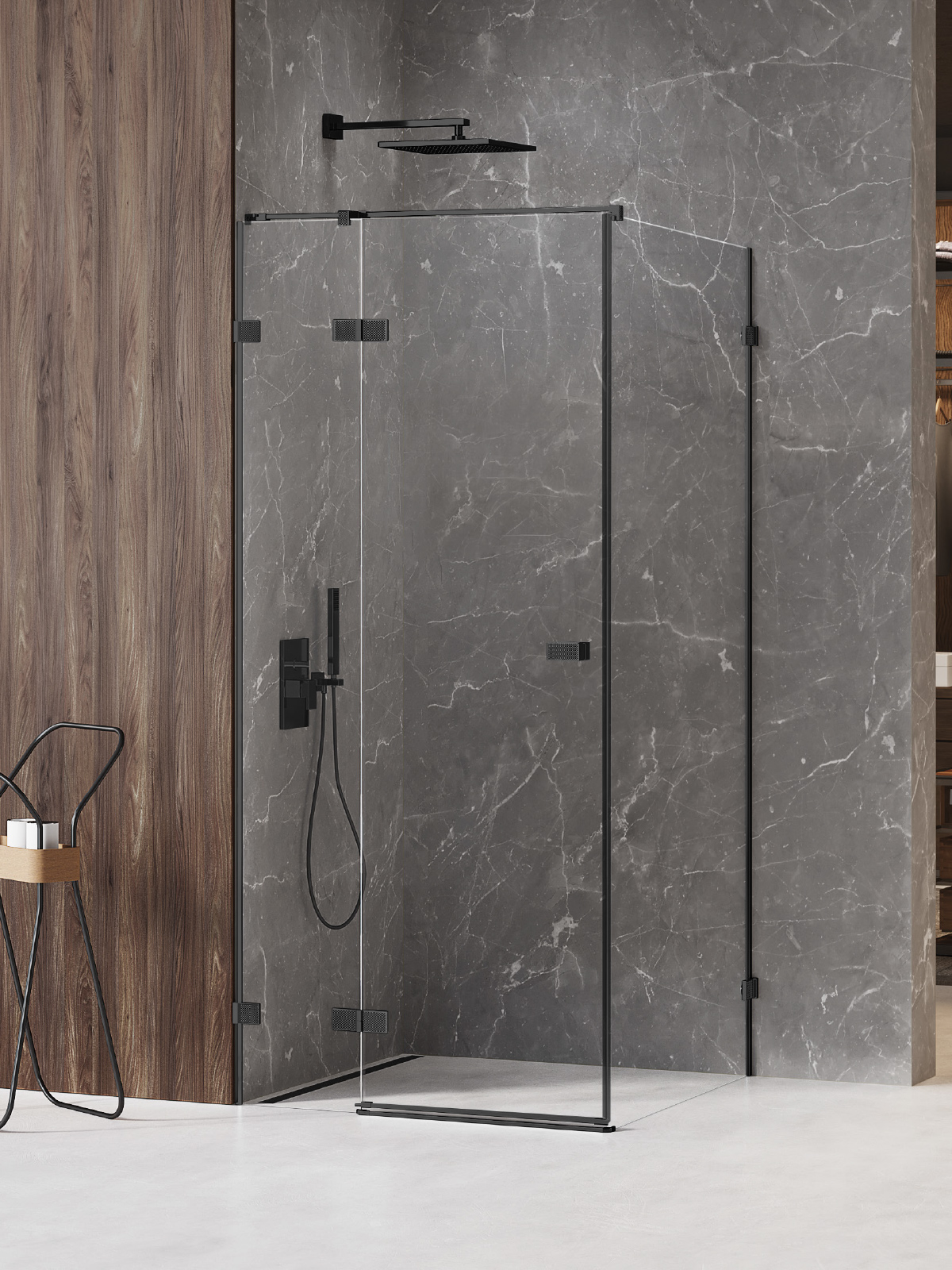 New Trendy Avexa Black XR douchecabine 90x70 cm rechthoekig zwart mat/helder glas EXK-6855
