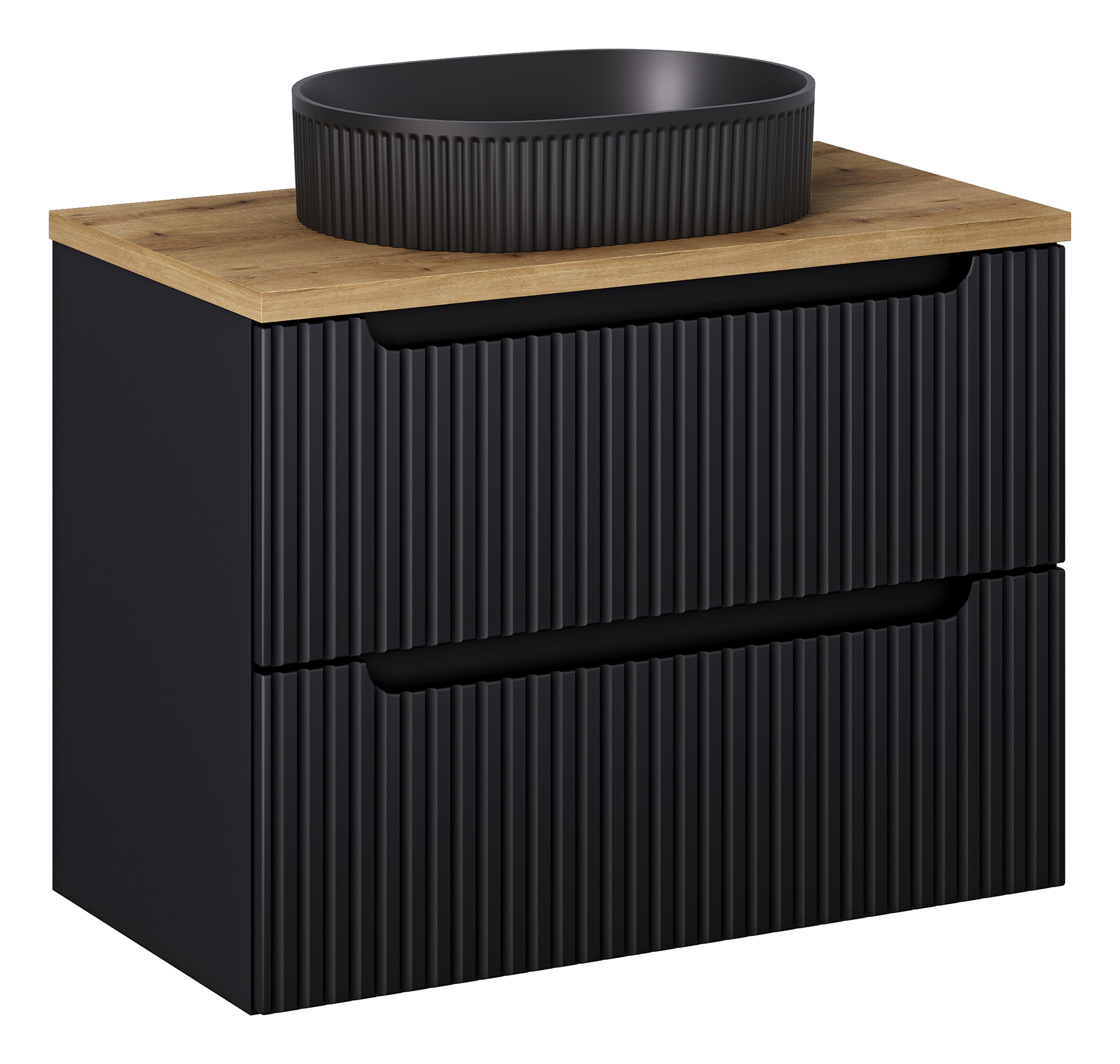 Set kast Comad Nova Black NOVA BLACK D2 82-80-2S, wastafel Comad Beyond BEYOND 5 BLACK ( E-6564 ), NOVA OAK A 89-80