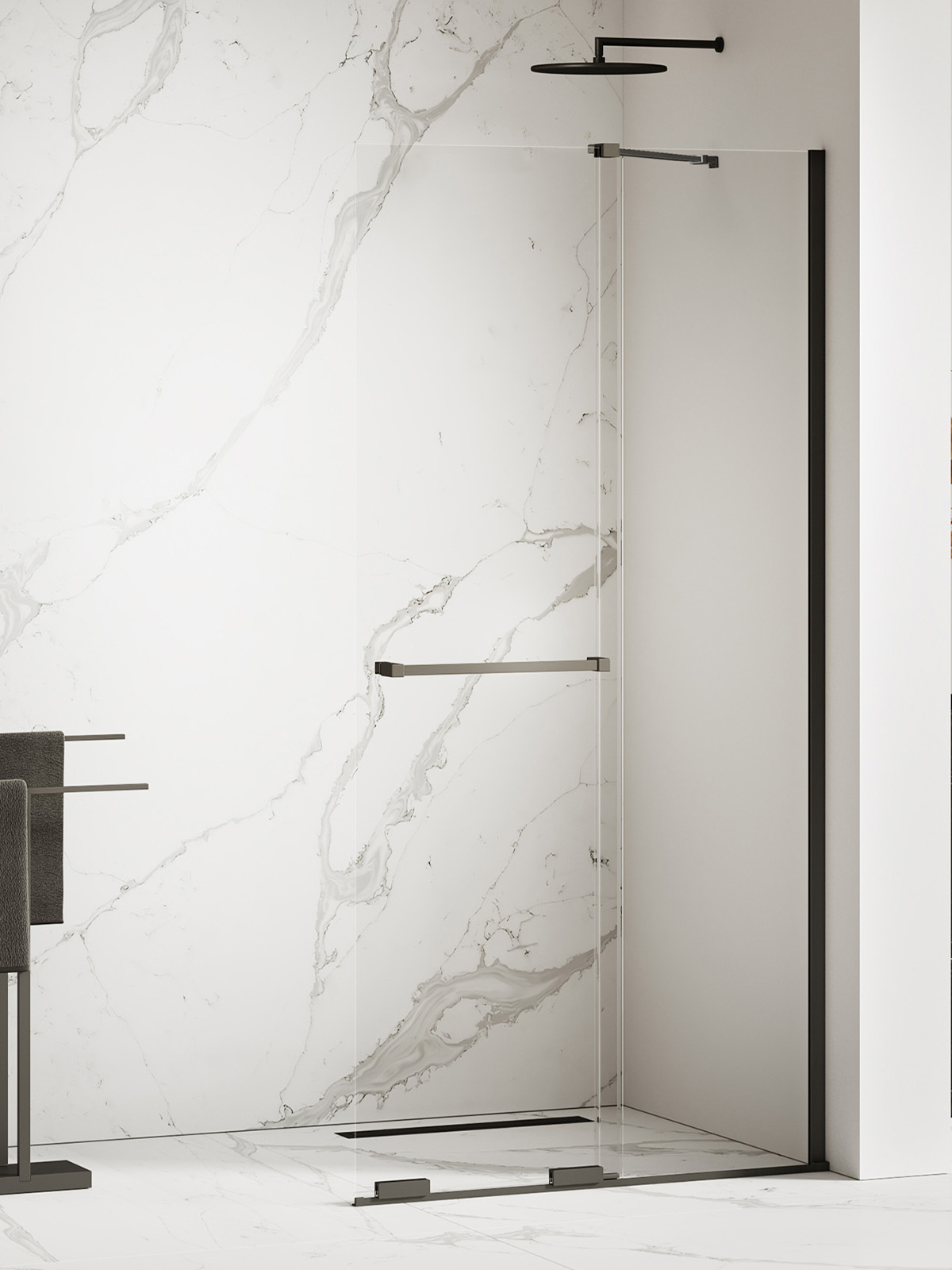 New Trendy Smart Black inloopdouchewand 130 cm zwart mat/helder glas EXK-6679-WU