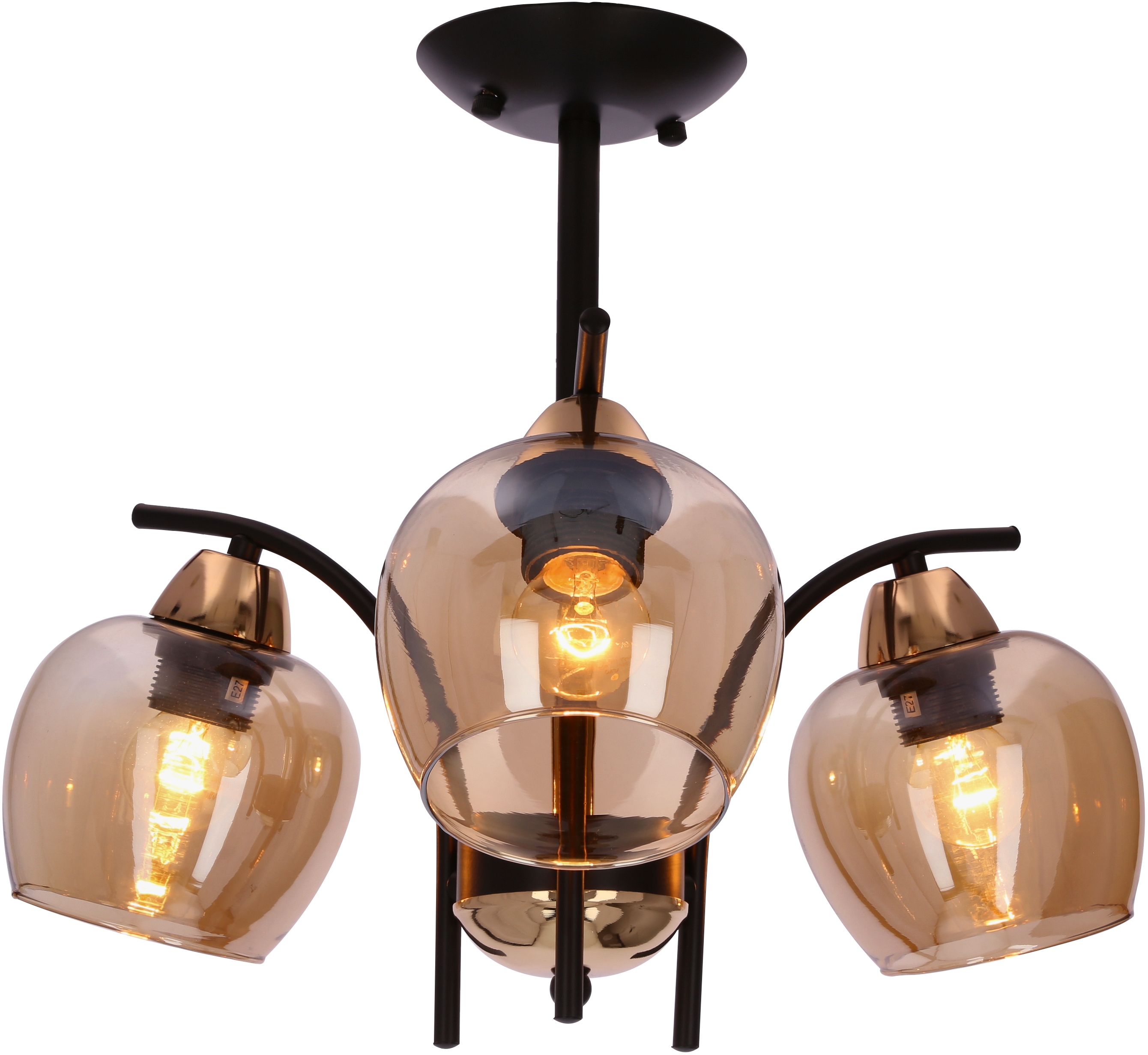Candellux Merra hanglamp 3x40 W zwart-amber 33-35318