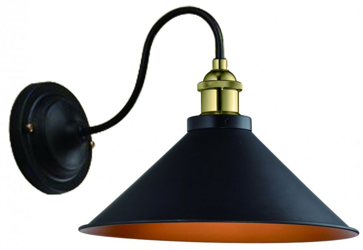 GTV Mani wandlamp 1x40 W zwart-gouden OS-MANI1-11-DEC