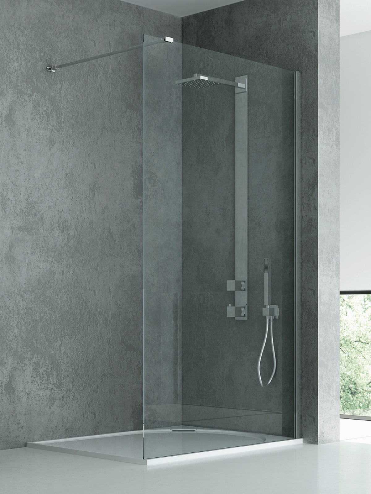 New Trendy New Modus inloopdouchewand 110 cm chroom glans/helder glas EXK-5461