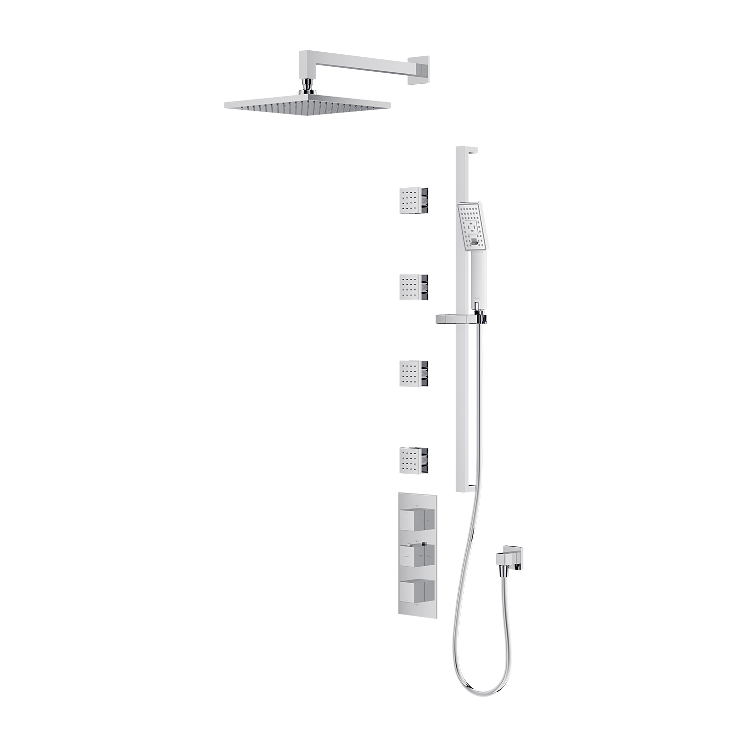 Omnires Fresh doucheset wand met thermostaat met regendouche chroom SYSFR12XCR