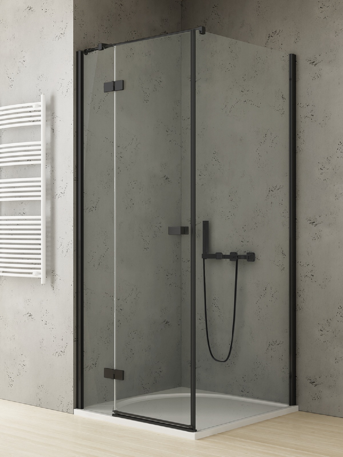 New Trendy Reflexa Black douchecabine 120x110 cm rechthoekig zwart mat/helder glas EXK-4958
