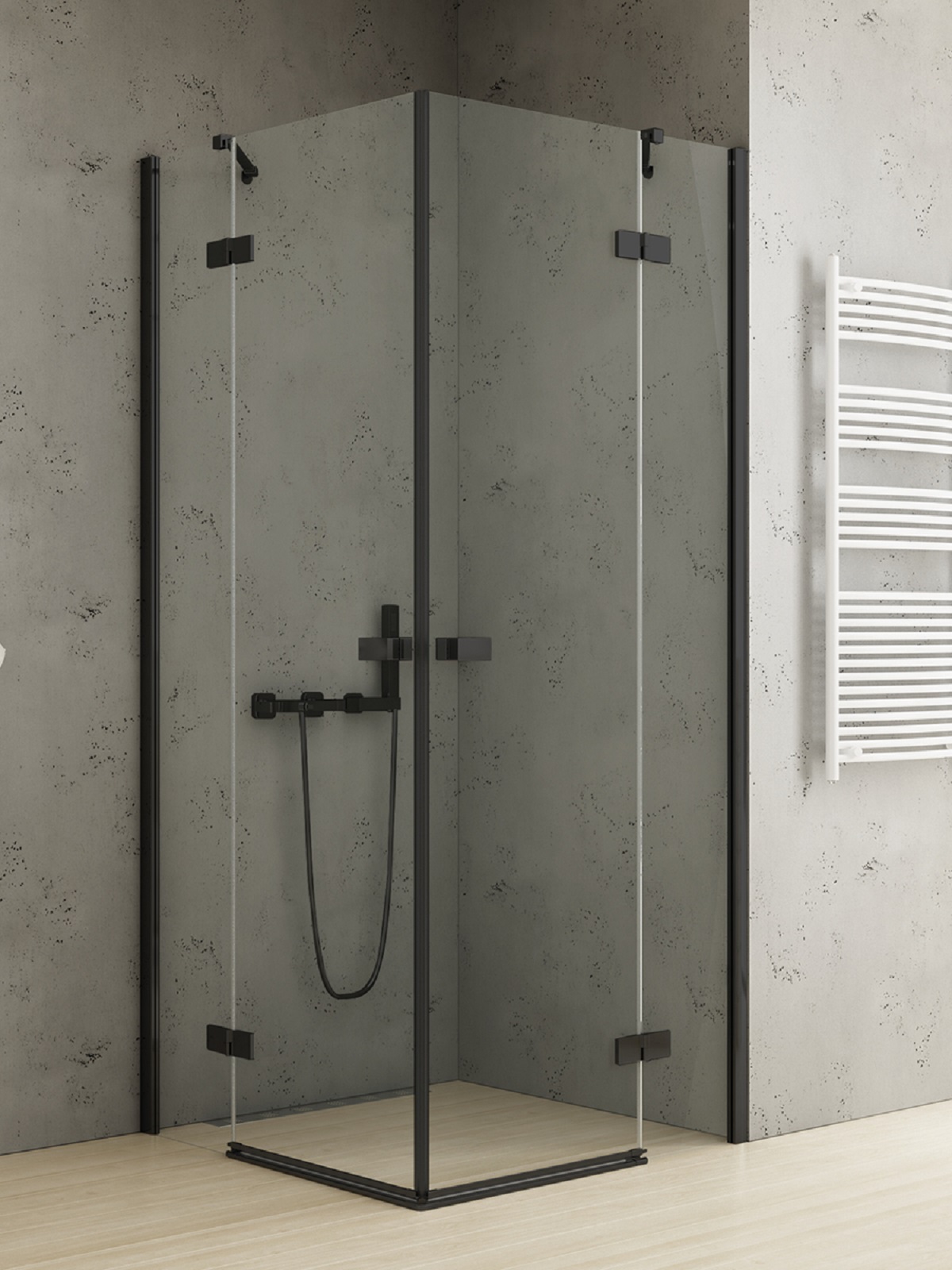 New Trendy Reflexa Black douchecabine 110x110 cm vierkant zwart mat/helder glas EXK-4990