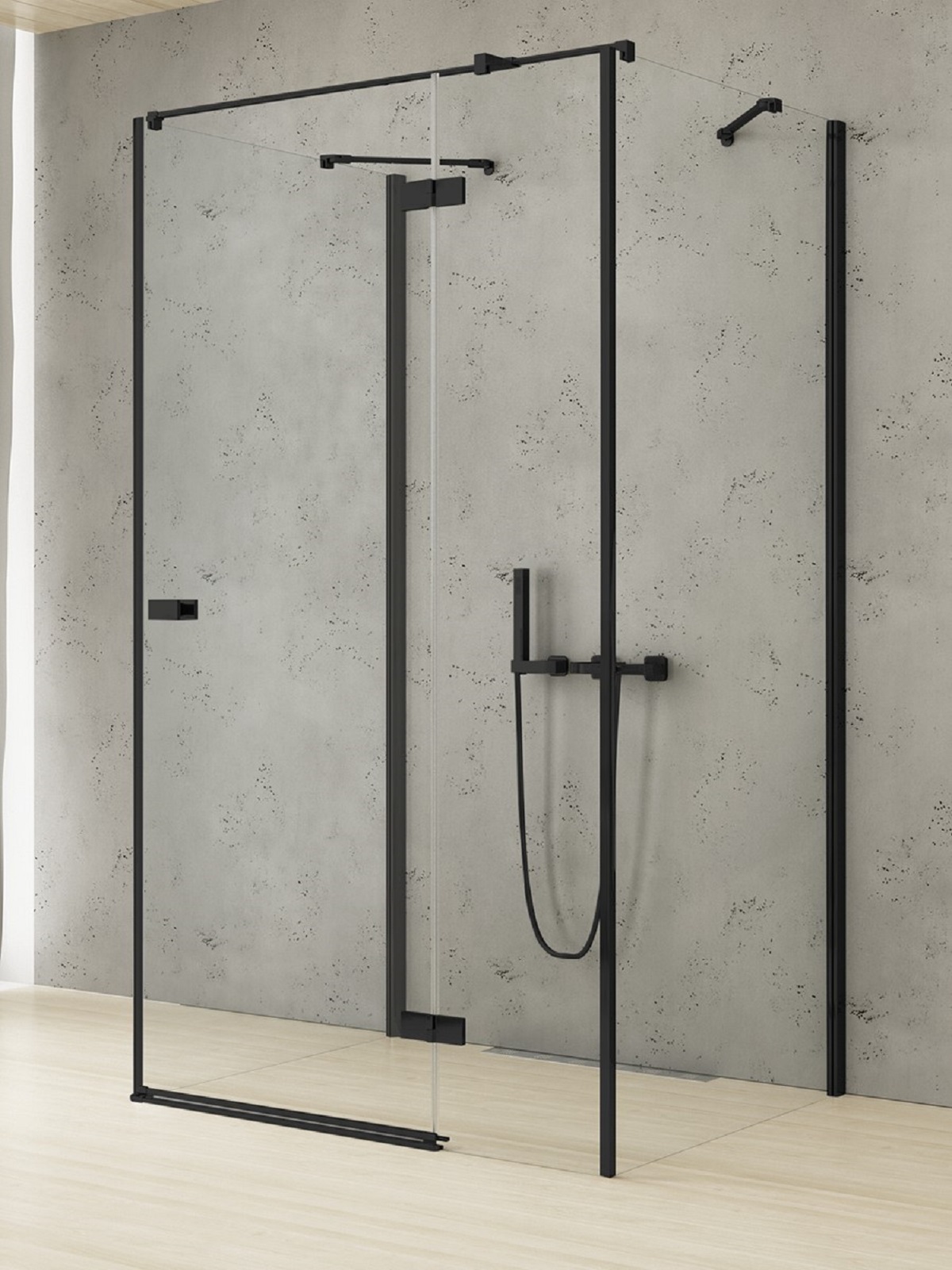 New Trendy Reflexa Black douchecabine 80x80 cm vierkant zwart mat/helder glas EXK-5000