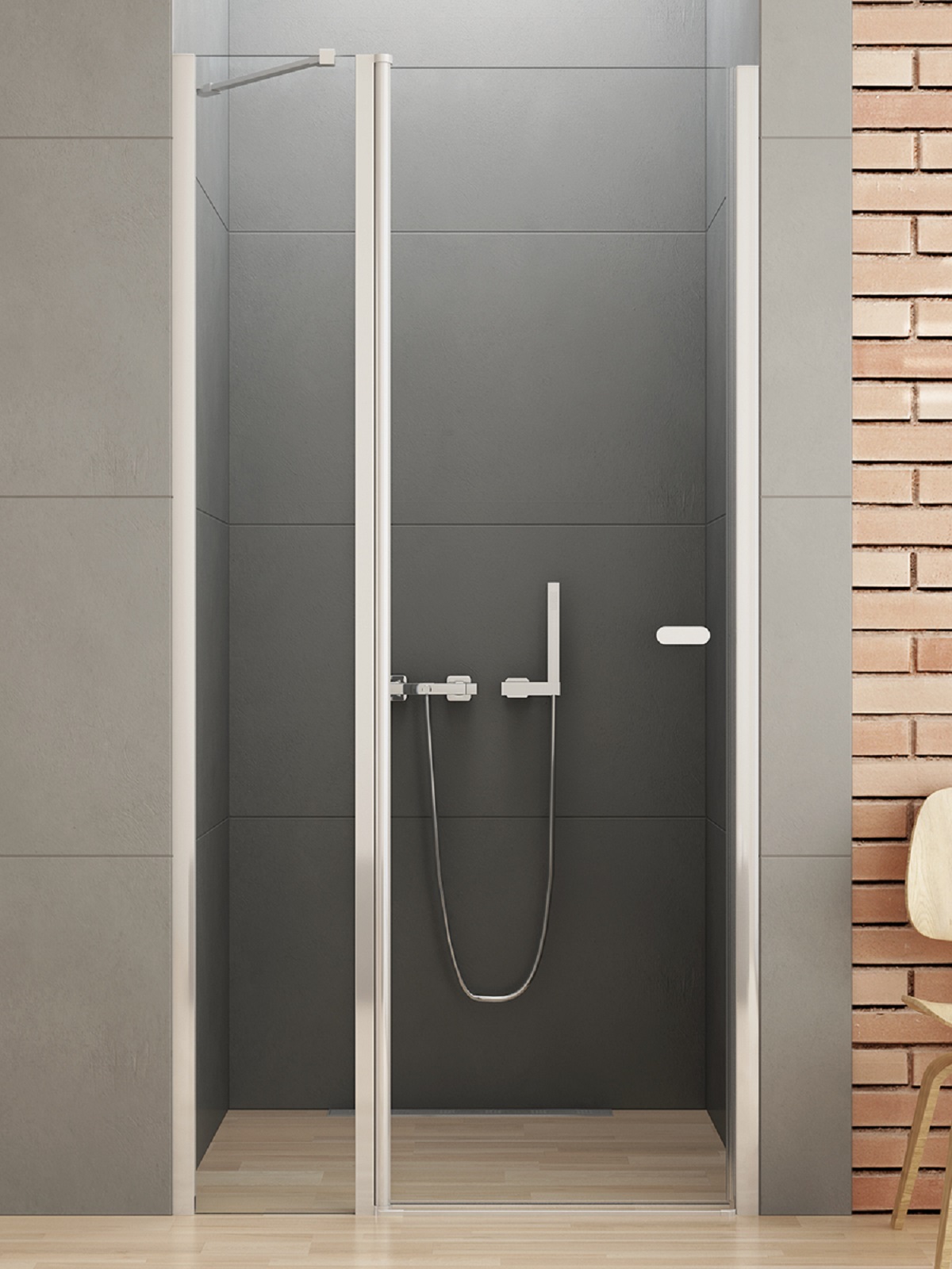 New Trendy New Soleo douchedeur 90 cm kantelbaar chroom glans/helder glas D-0155A-WK