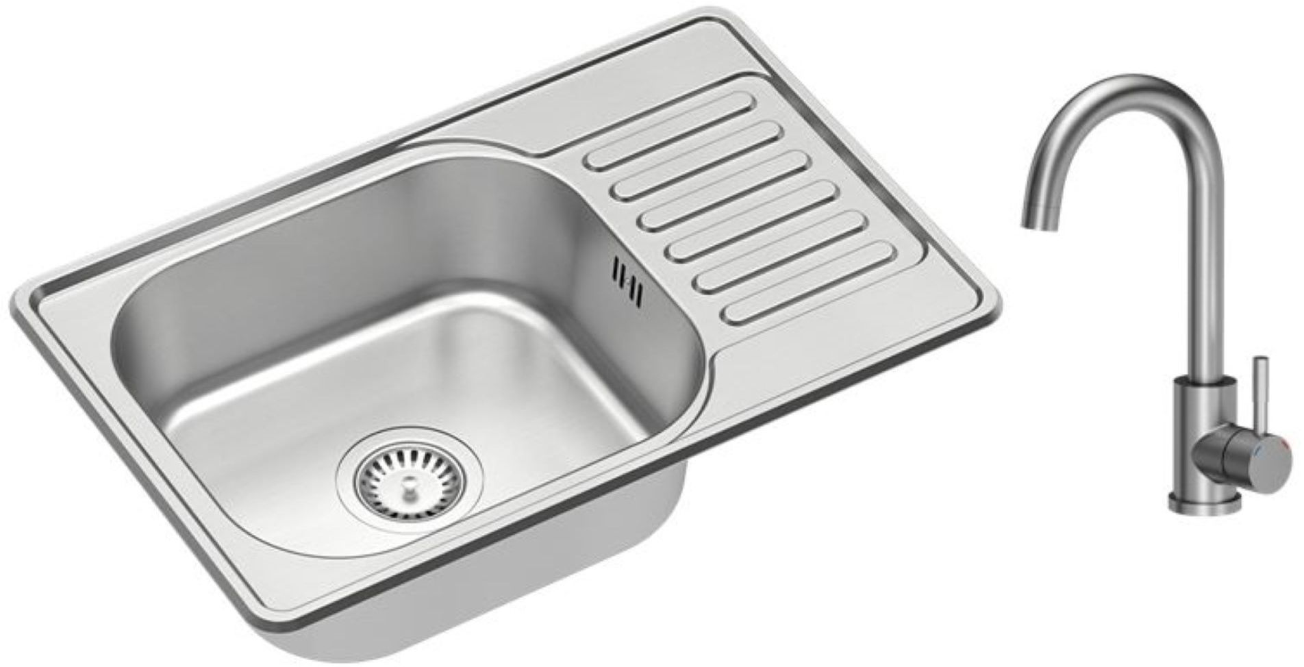 Quadron Eddie 111 spoelbak met kraan staal/staal HD111SAT6642_3623500_BS