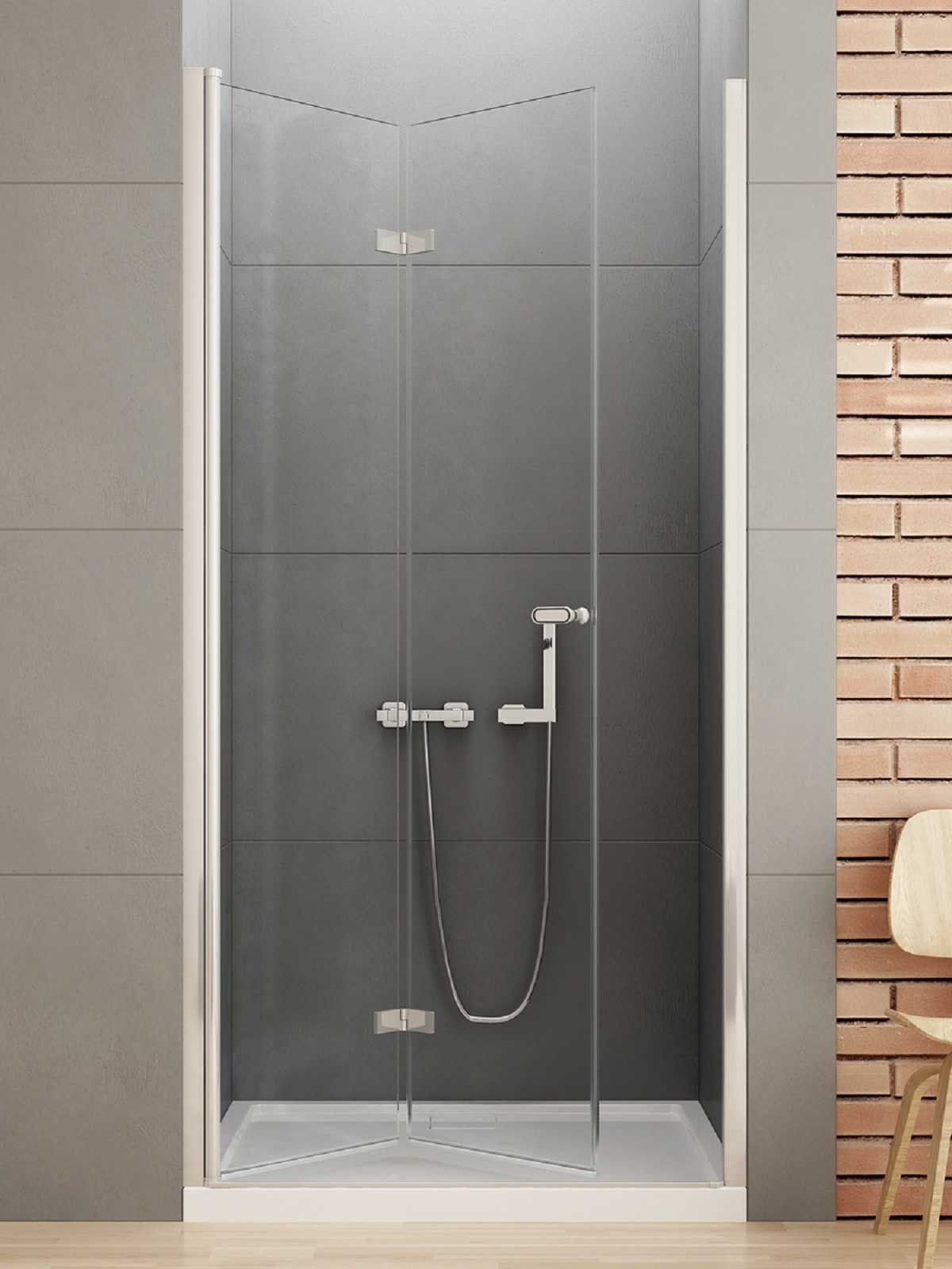 New Trendy New Soleo douchedeur 80 cm vouwbaar chroom glans/helder glas D-0131A