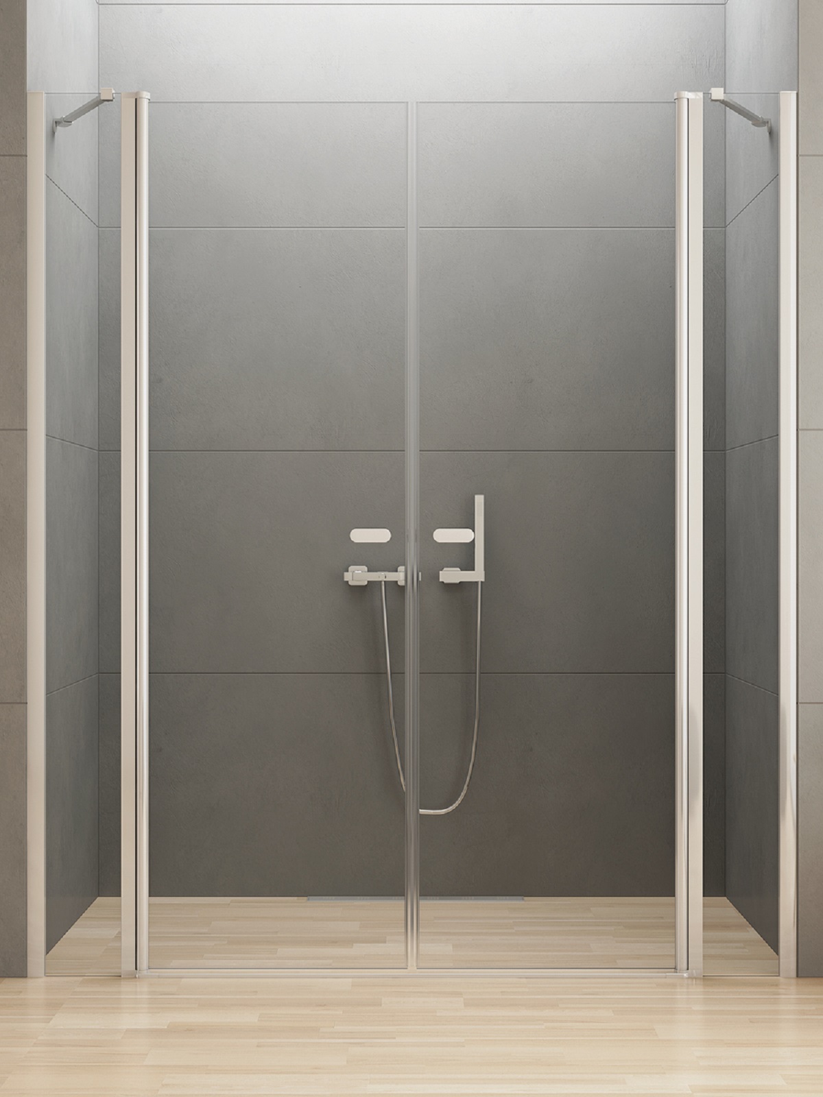 New Trendy New Soleo douchedeur 130 cm kantelbaar chroom glans/helder glas D-0257A
