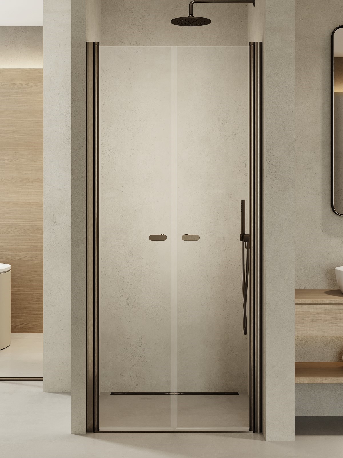 New Trendy New Soleo Gunmetal Brushed douchedeur 90 cm kantelbaar grafiet geborsteld/helder glas D-0534A