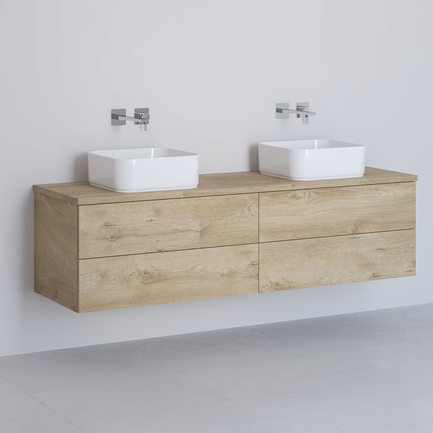 Kronenbach Cube kast met werkblad 161x48.7x44.5 cm hangend onder de wastafel eik KBWTKOWT1614GH