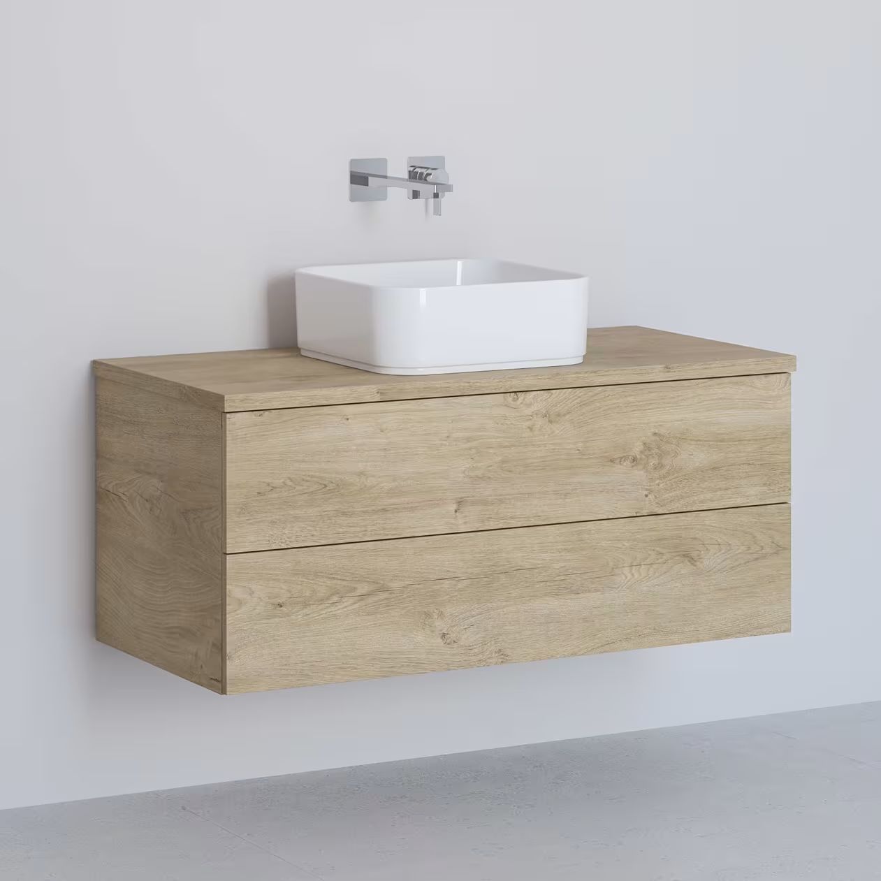 Kronenbach Cube kast met werkblad 101x48.7x44.5 cm hangend onder de wastafel eik KBWTKOWTL1012GH