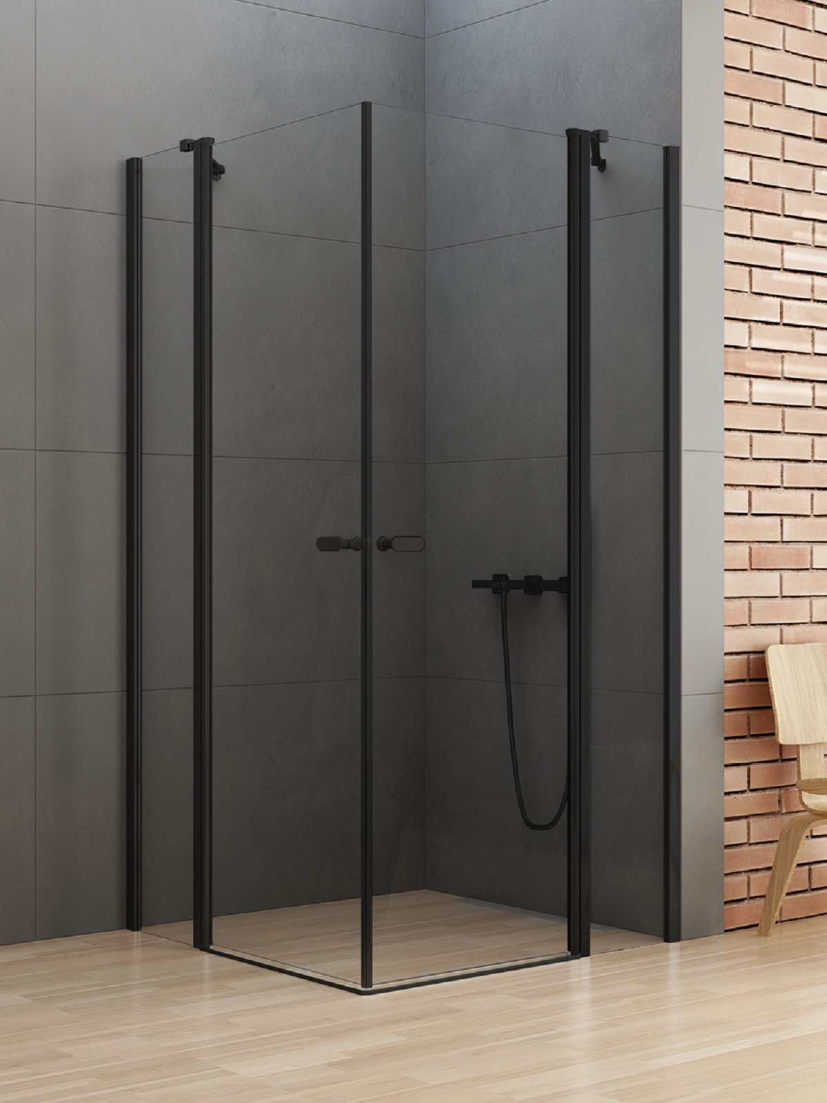 New Trendy New Soleo Black douchecabine 110x90 cm rechthoekig zwart mat/helder glas K-0761