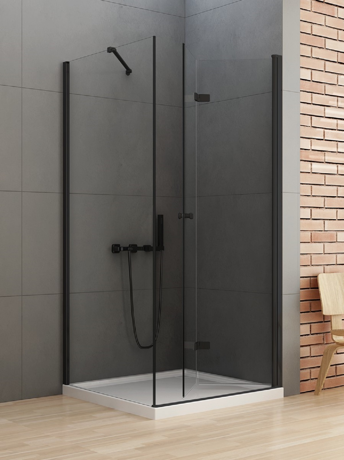 New Trendy New Soleo Black douchecabine 90x70 cm rechthoekig zwart mat/helder glas D-0239A/D-0113B