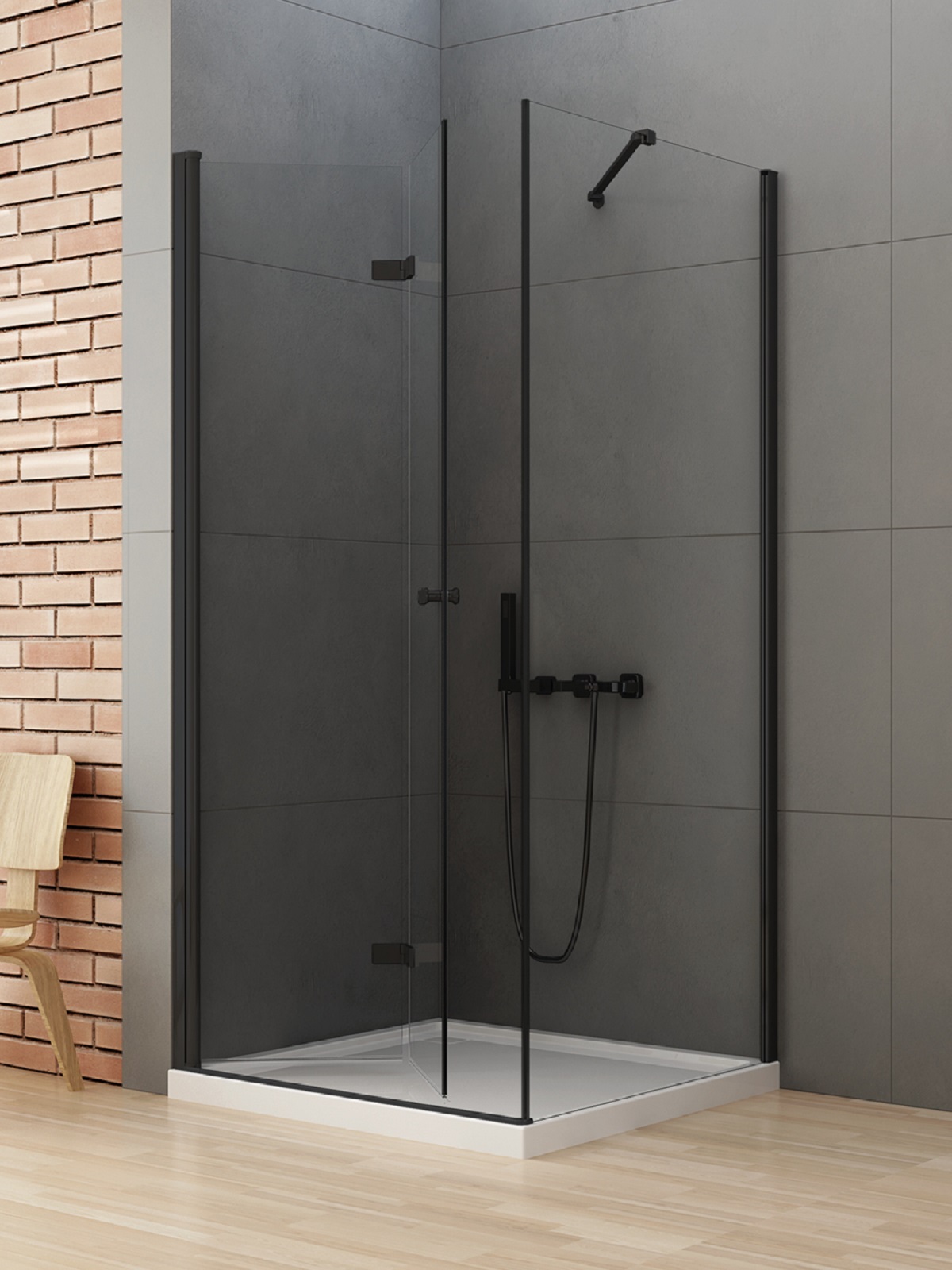 New Trendy New Soleo Black douchecabine 90x70 cm rechthoekig zwart mat/helder glas D-0235A/D-0113B