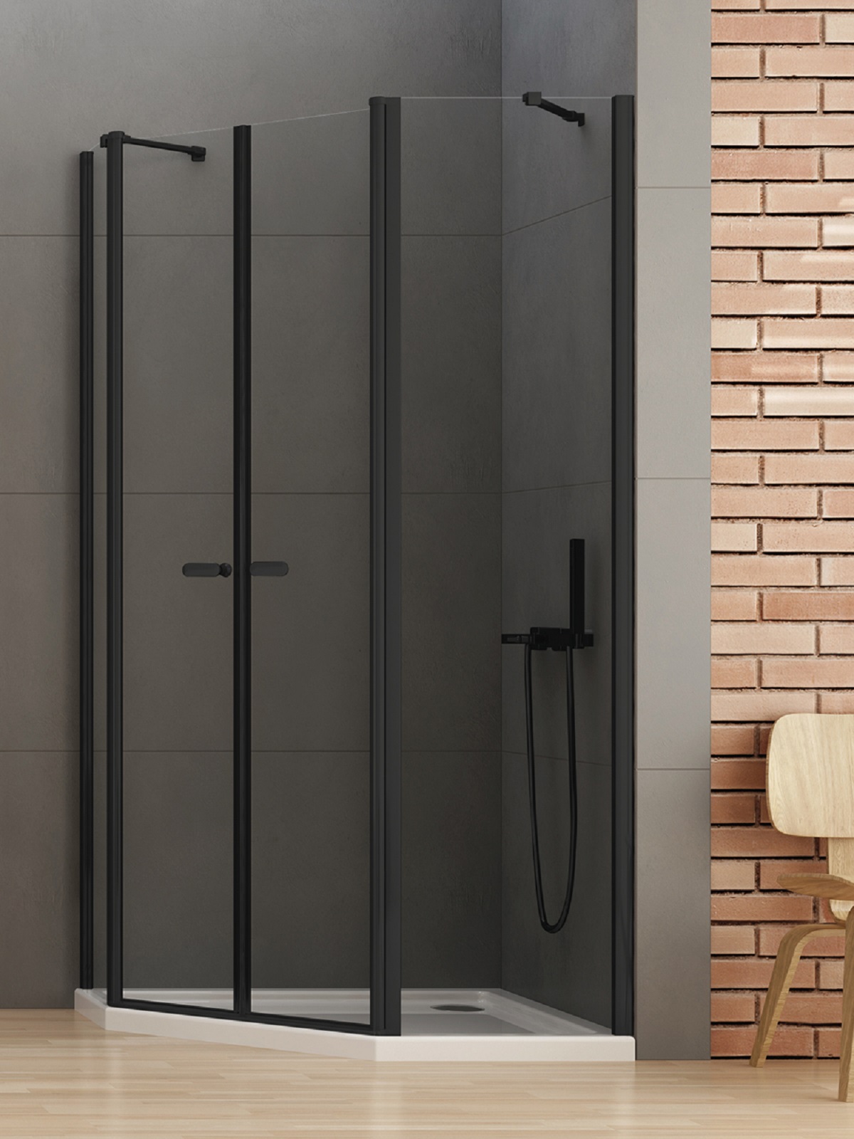 New Trendy New Soleo Black douchecabine 100x80 cm zwart mat/helder glas K-0618