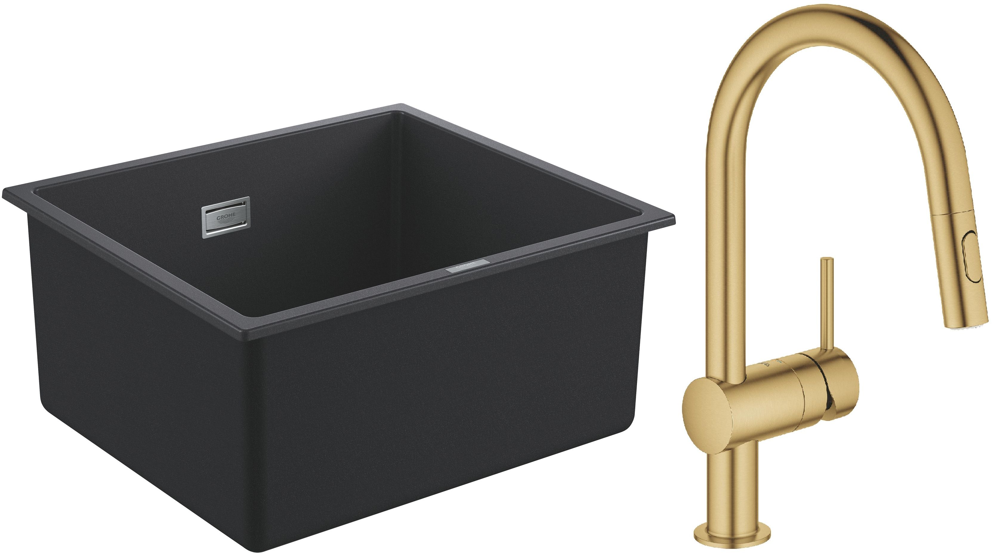 Set keukenkraan Grohe Minta 32321GN2, spoelbak van graniet Grohe K700 31653AP0