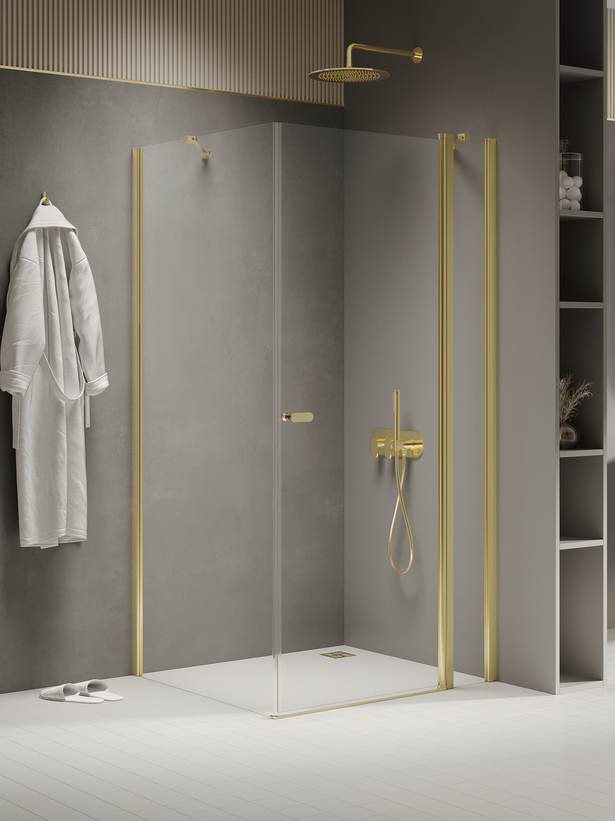 New Trendy New Soleo Light Gold douchecabine 100x80 cm rechthoekig gouden glans/helder glas K-1858