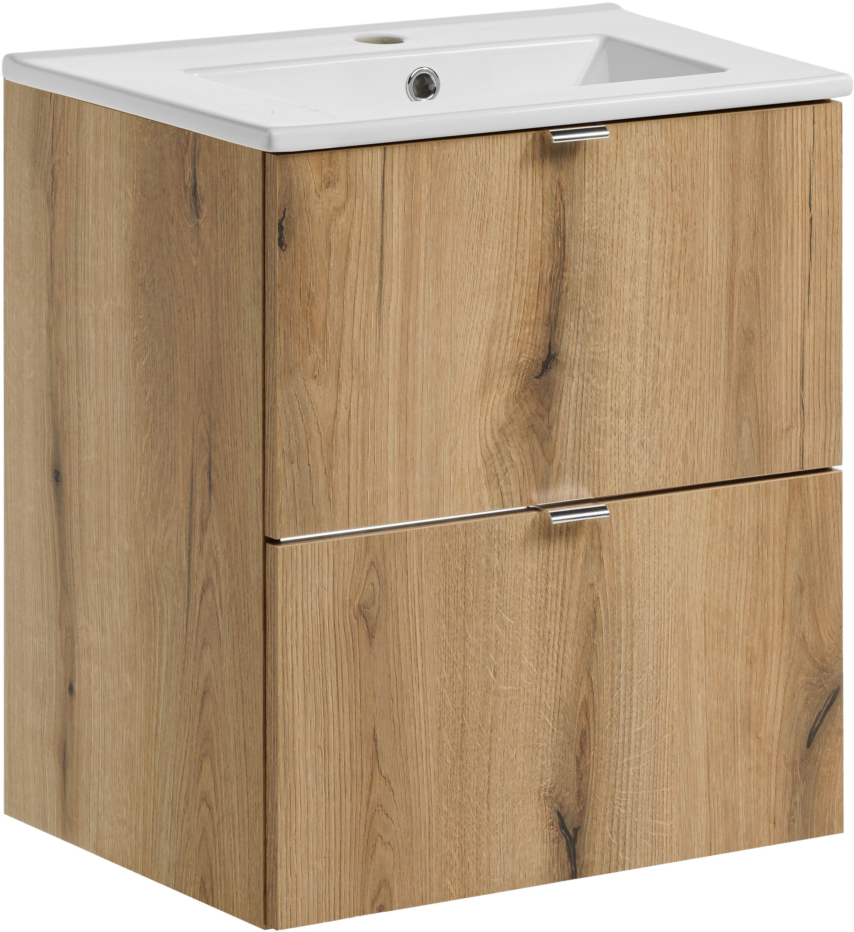Set kast Comad Nova Oak NOVA OAK A 82-50-2S, wastafel Comad Dance White UM2050RBDANCE50DP