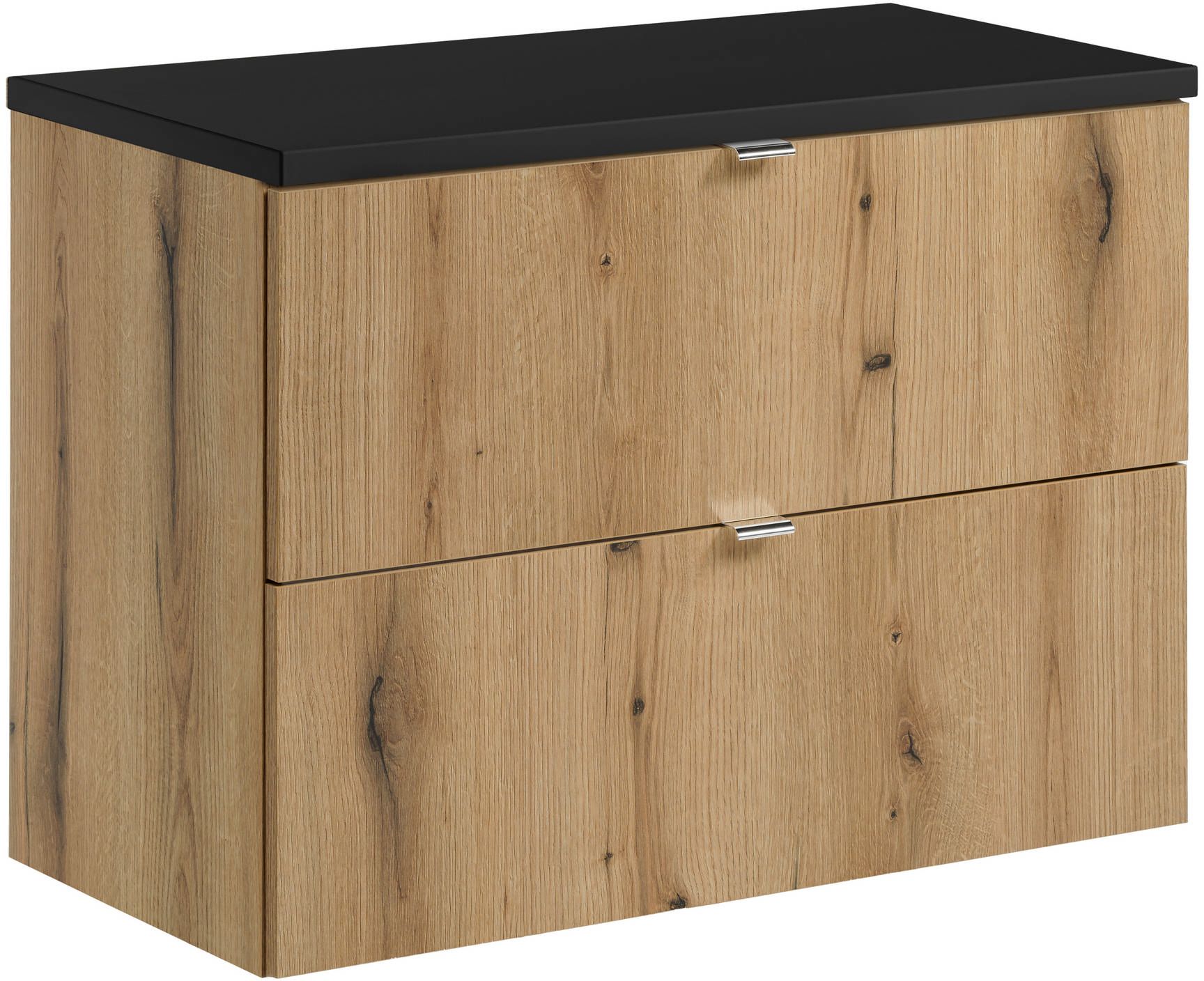 Set kast Comad Nova Oak NOVA OAK A 82-80-2S, badkamerblad Comad Nova Black NOVA BLACK B 89-80