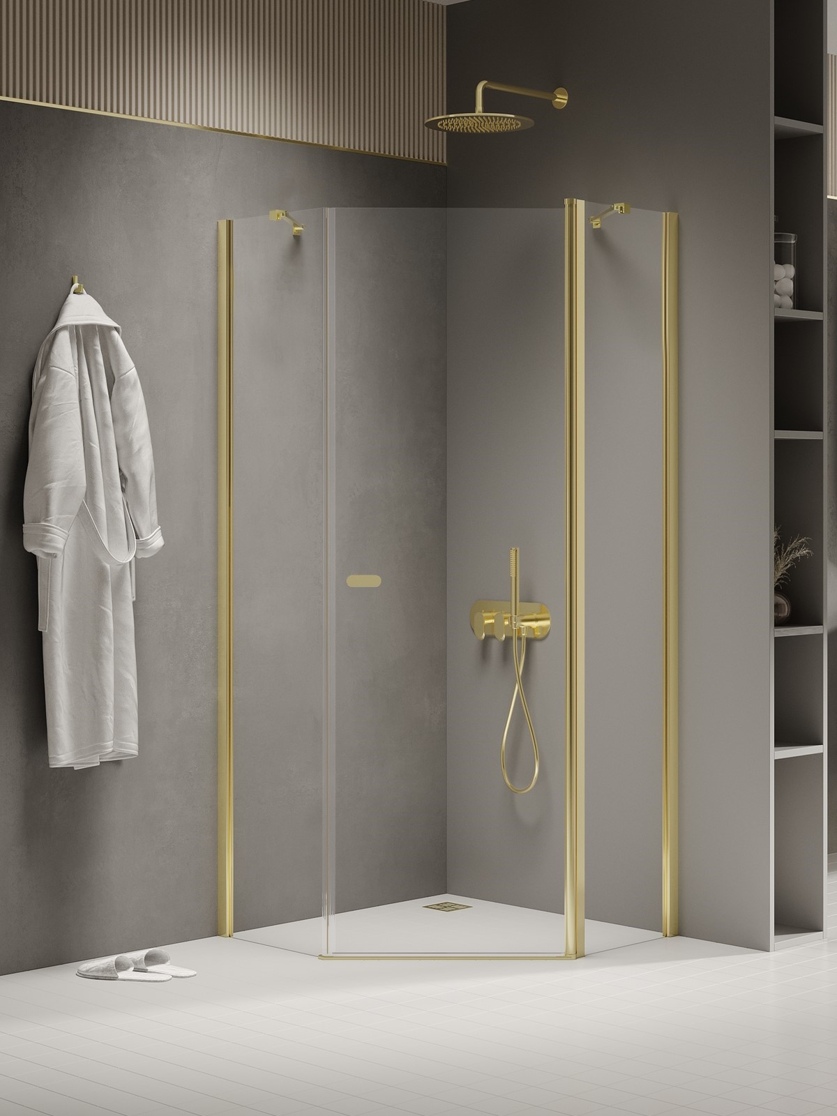 New Trendy New Soleo Light Gold douchecabine 80x80 cm gouden glans/helder glas K-1663