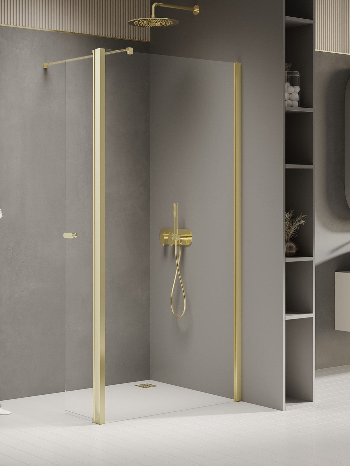 New Trendy New Soleo Light Gold inloopdouchewand 120 cm gouden glans/helder glas K-1973