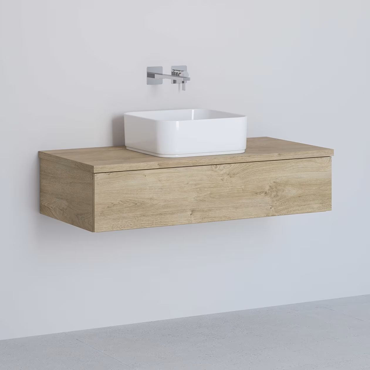 Kronenbach Cube kast met werkblad 101x48.7x23.5 cm hangend onder de wastafel eik KBWTKOWTL1011GH