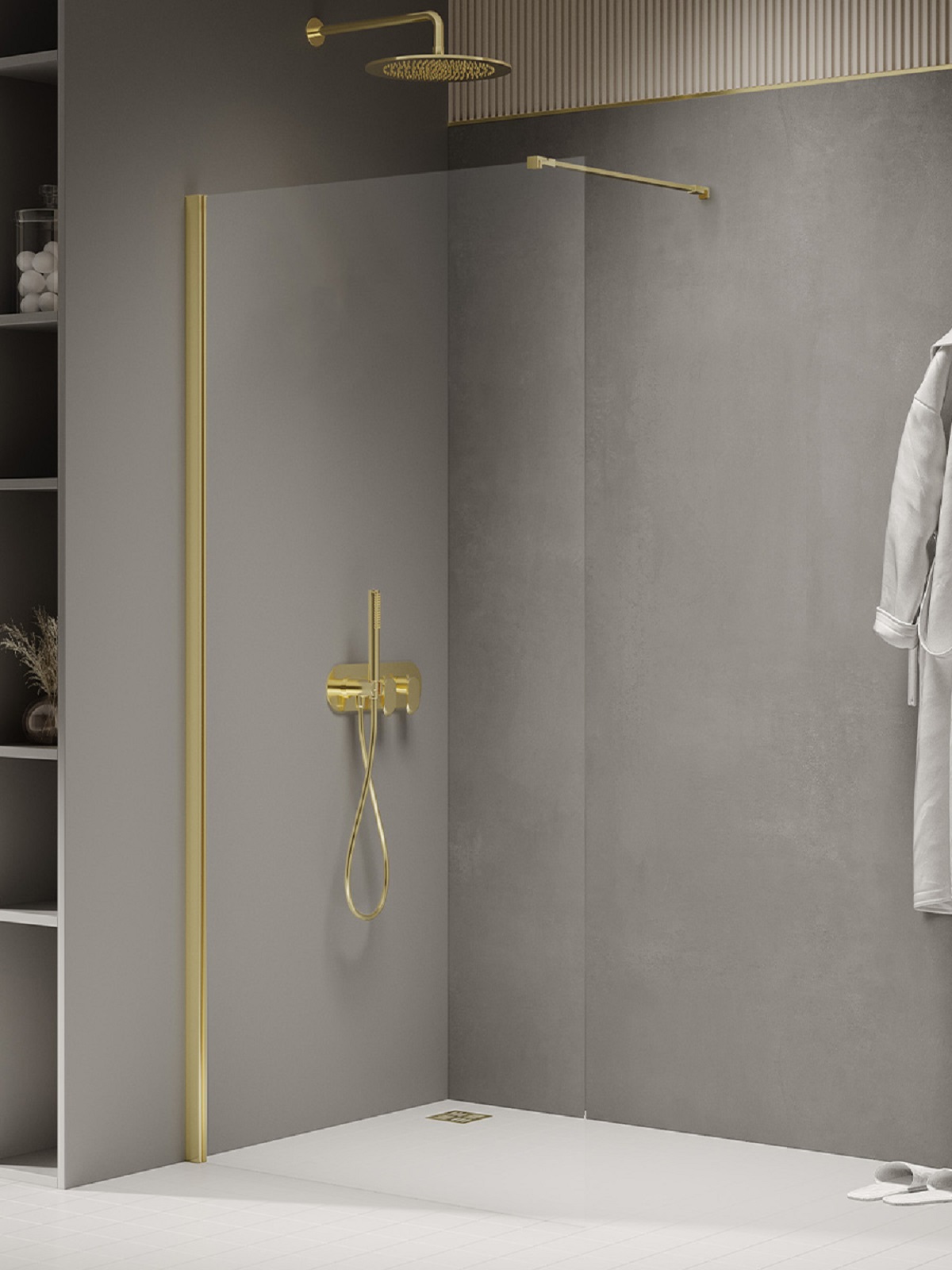 New Trendy New Soleo Light Gold inloopdouchewand 90 cm gouden glans/helder glas K-2095-WP