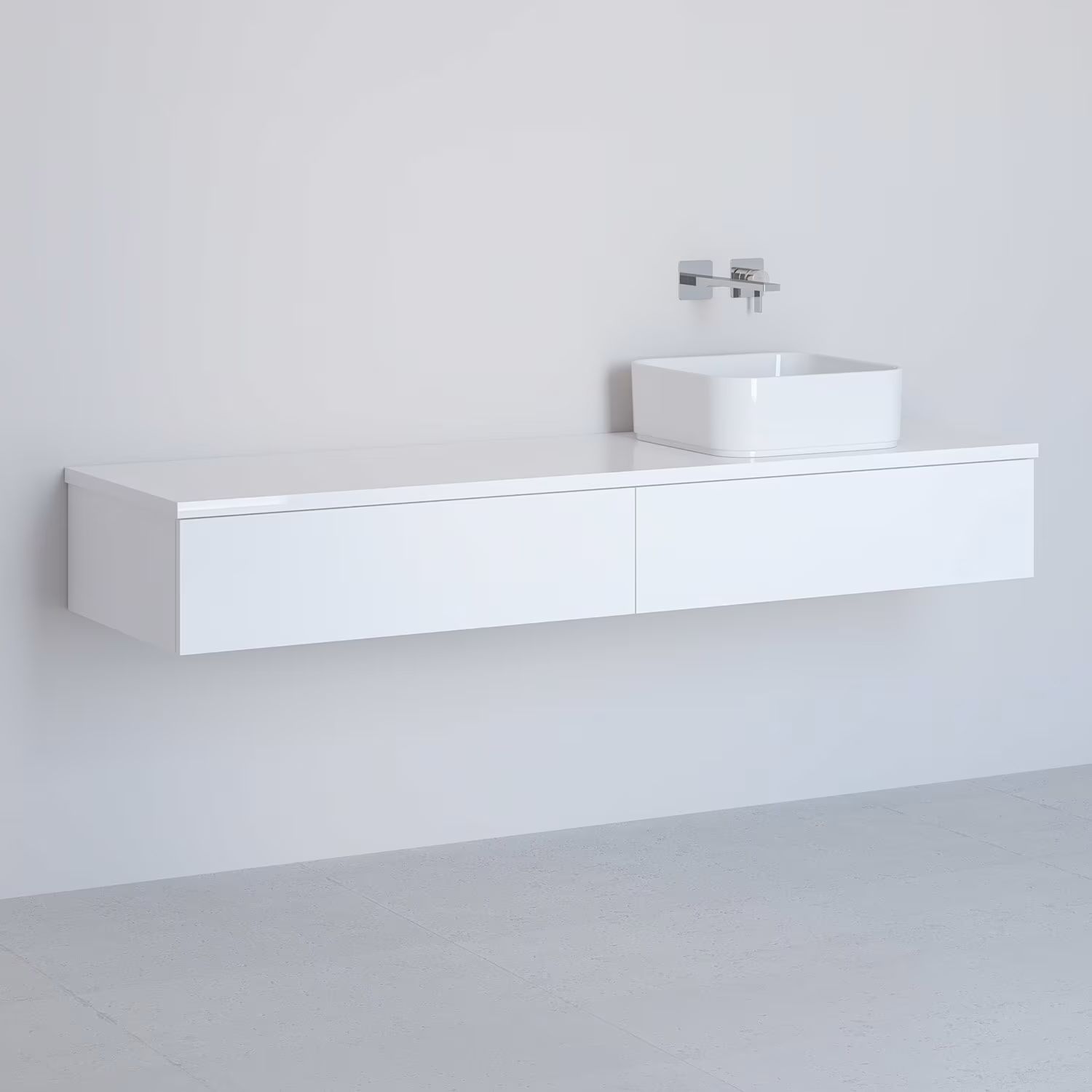 Kronenbach Cube kast met werkblad 161x48.7x23.5 cm hangend onder de wastafel wit KBWTKOWTL1612WH