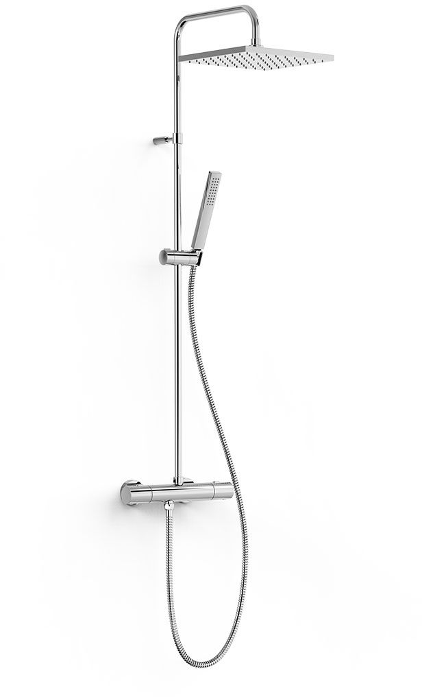 Tres Over-Wall doucheset wand met thermostaat met regendouche chroom 19039317