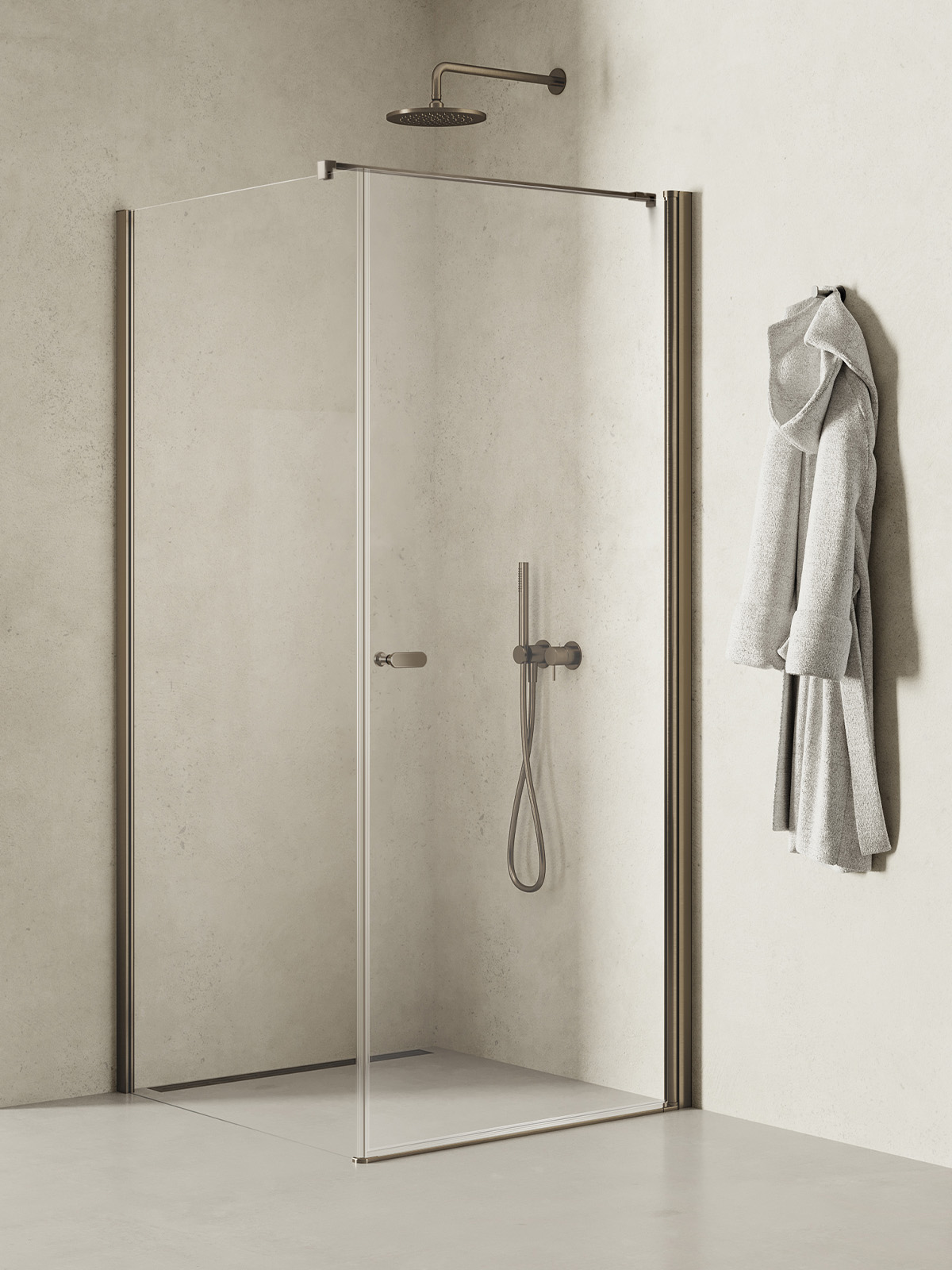 New Trendy New Soleo Gunmetal Brushed douchecabine 110x70 cm rechthoekig grafiet geborsteld/helder glas K-2129-WP