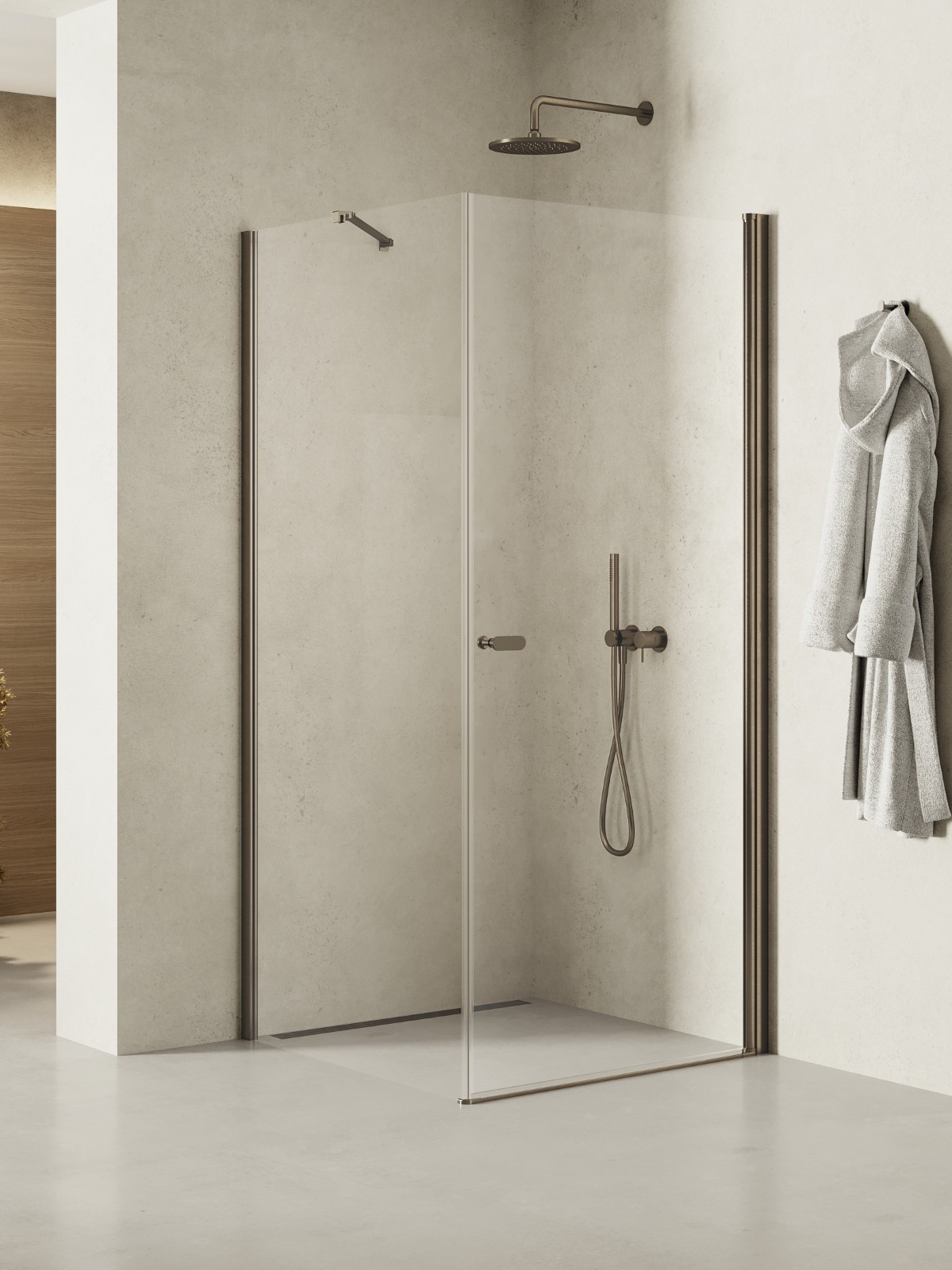 New Trendy New Soleo Gunmetal Brushed douchecabine 80x70 cm rechthoekig grafiet geborsteld/helder glas K-2126