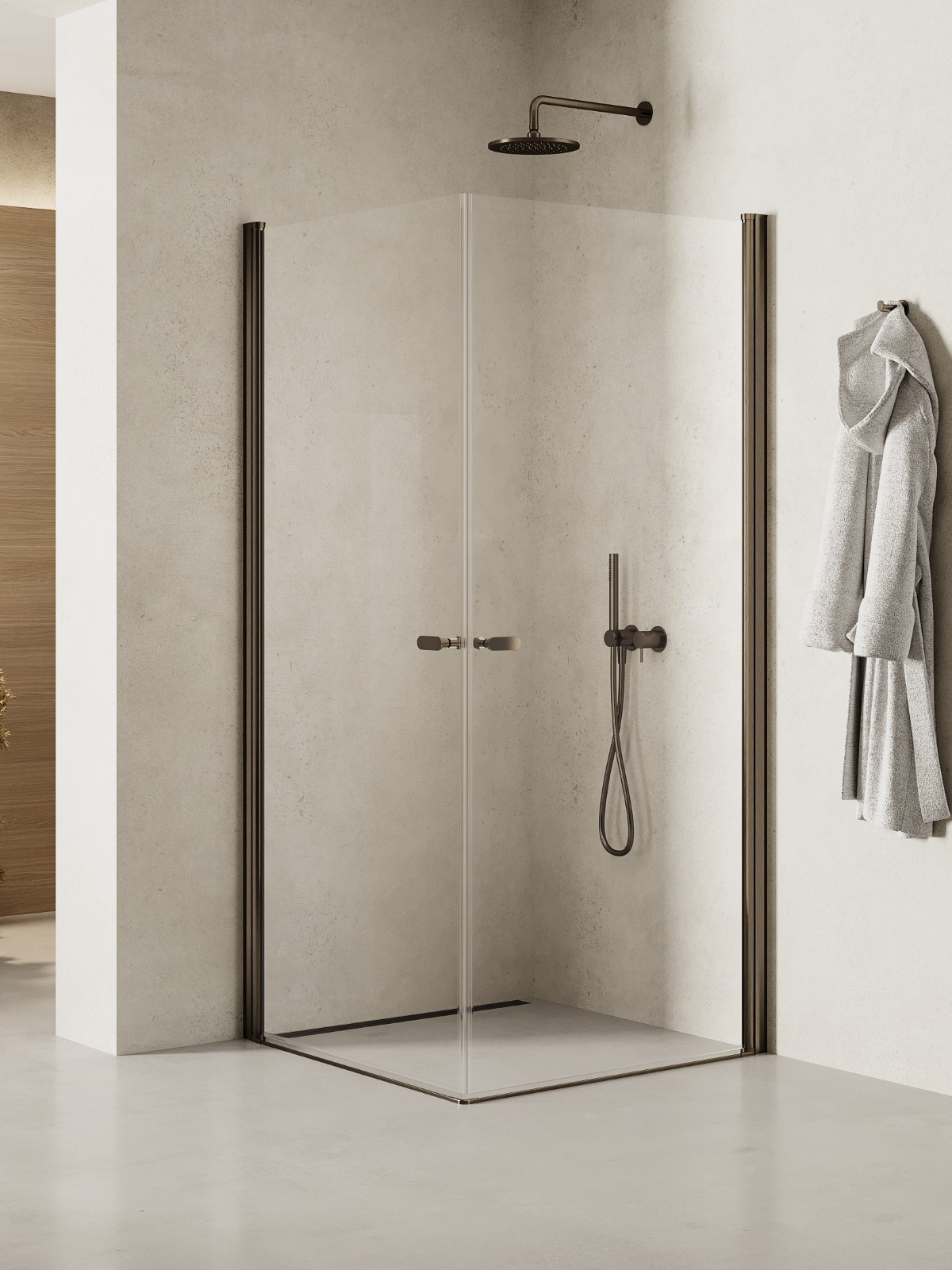 New Trendy New Soleo Gunmetal Brushed douchecabine 90x70 cm rechthoekig grafiet geborsteld/helder glas K-2175