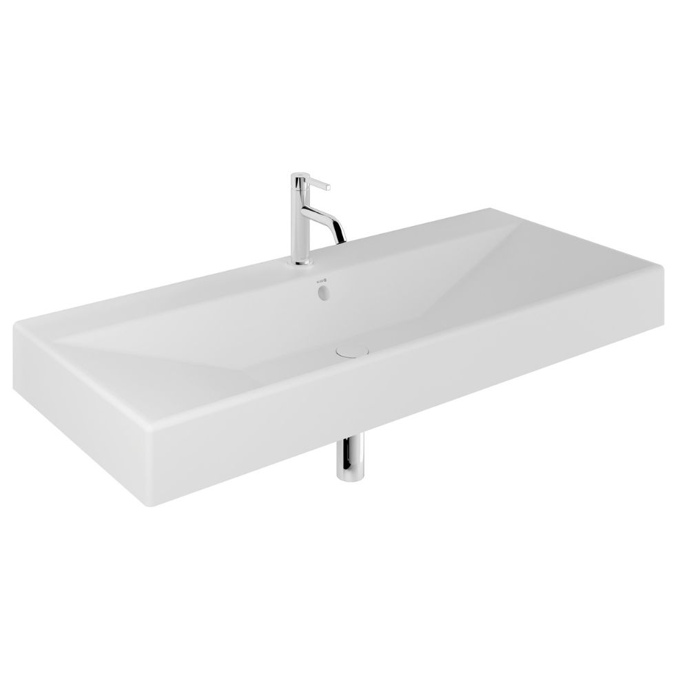 Kludi Resa wastafel met stop 121x50 cm rechthoekig meubel-opbouw wit mat 59WW12153