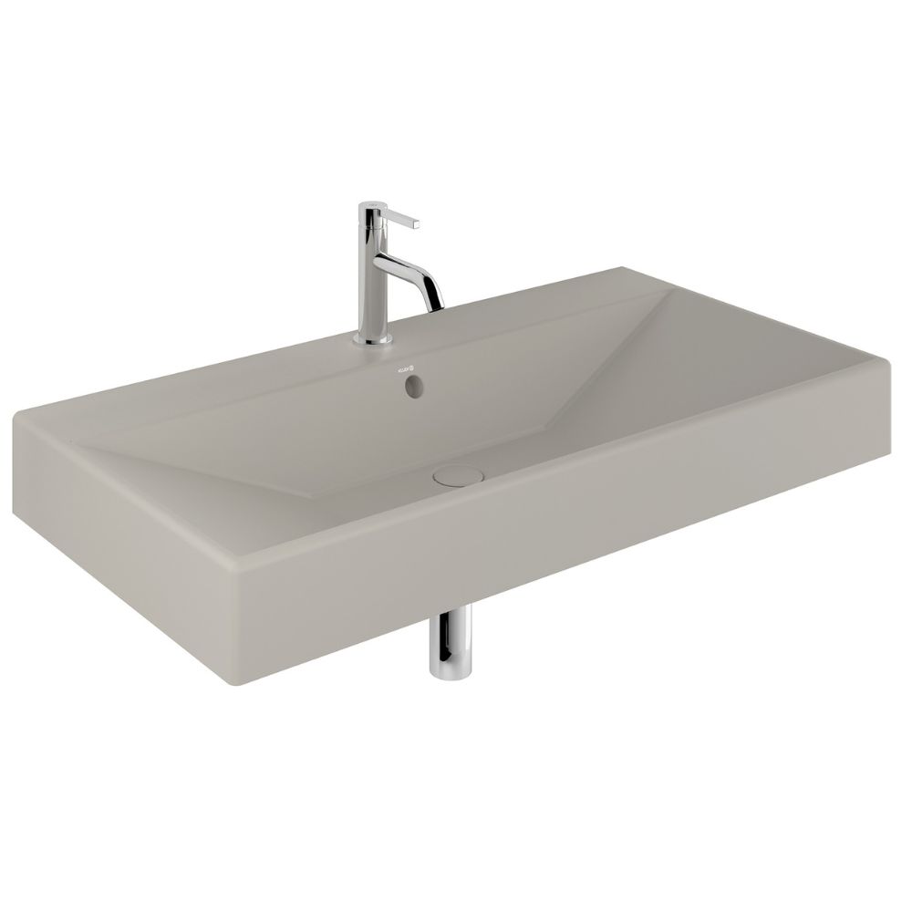 Kludi Resa wastafel met stop 101x50 cm rechthoekig meubel-opbouw brons/beige mat 59WW101O2