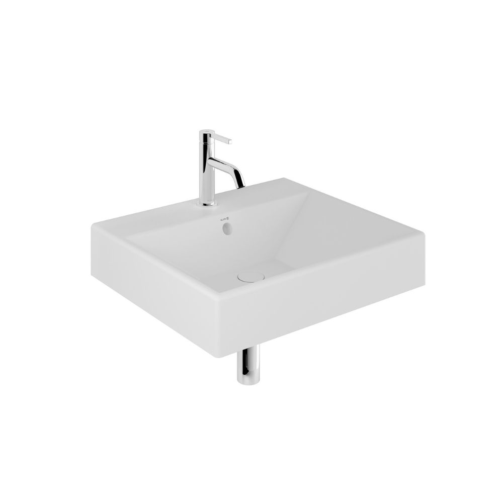 Kludi Resa wastafel met stop 61x50 cm vierkant meubel-opbouw wit mat 59WW6153