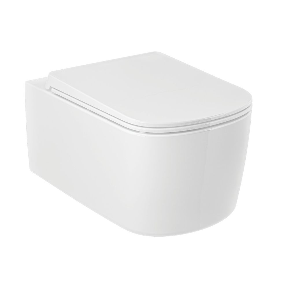 Kludi Resa S toiletpot met softclose toiletbril hangend zonder kraag met vortexspoeling wit glans 27WCSET43
