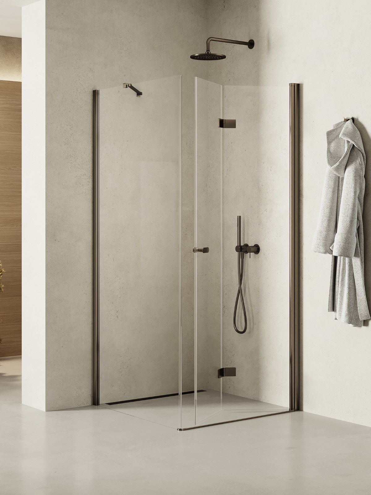 New Trendy New Soleo Gunmetal Brushed douchecabine 120x90 cm rechthoekig grafiet geborsteld/helder glas K-2234