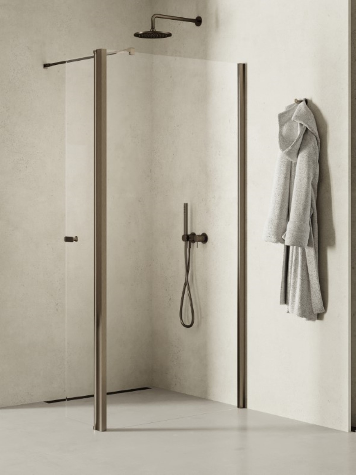 New Trendy New Soleo Gunmetal Brushed inloopdouchewand 80 cm grafiet geborsteld/helder glas K-2272