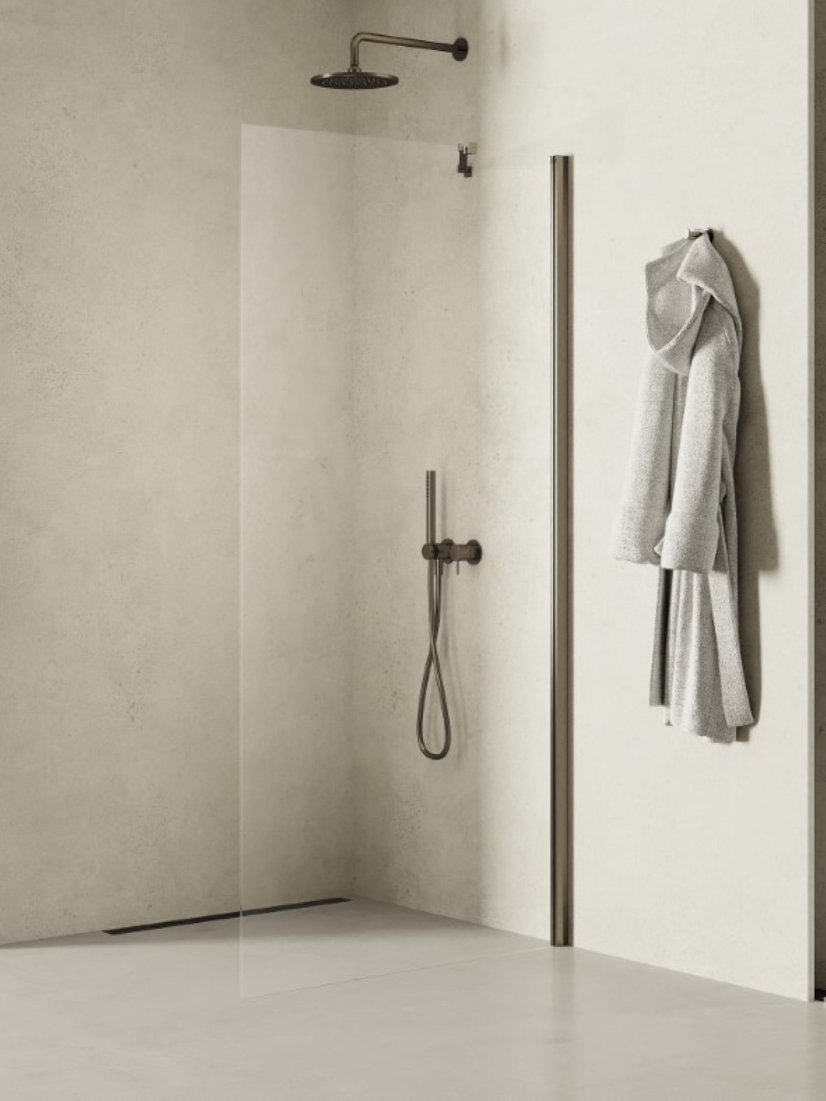 New Trendy New Soleo Gunmetal Brushed inloopdouchewand 70 cm grafiet geborsteld/helder glas K-2259