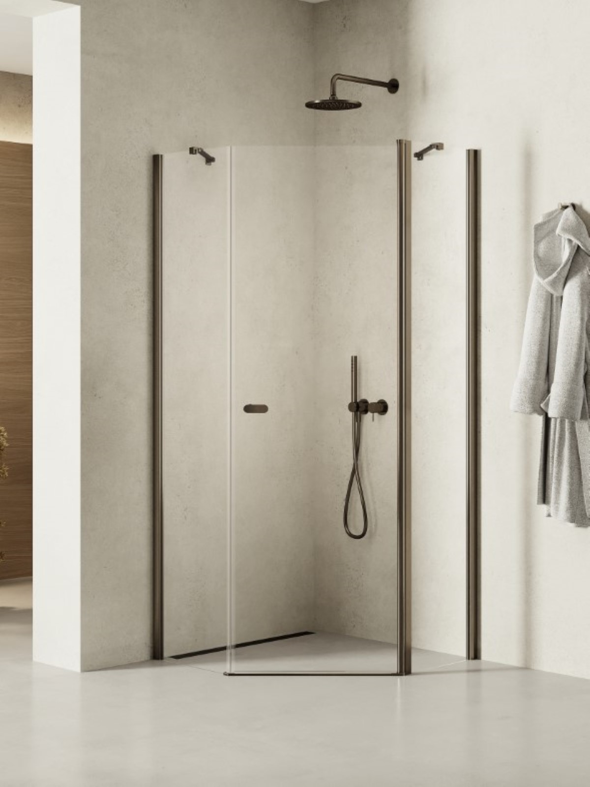 New Trendy New Soleo Gunmetal Brushed douchecabine 90x90 cm grafiet geborsteld/helder glas K-1708