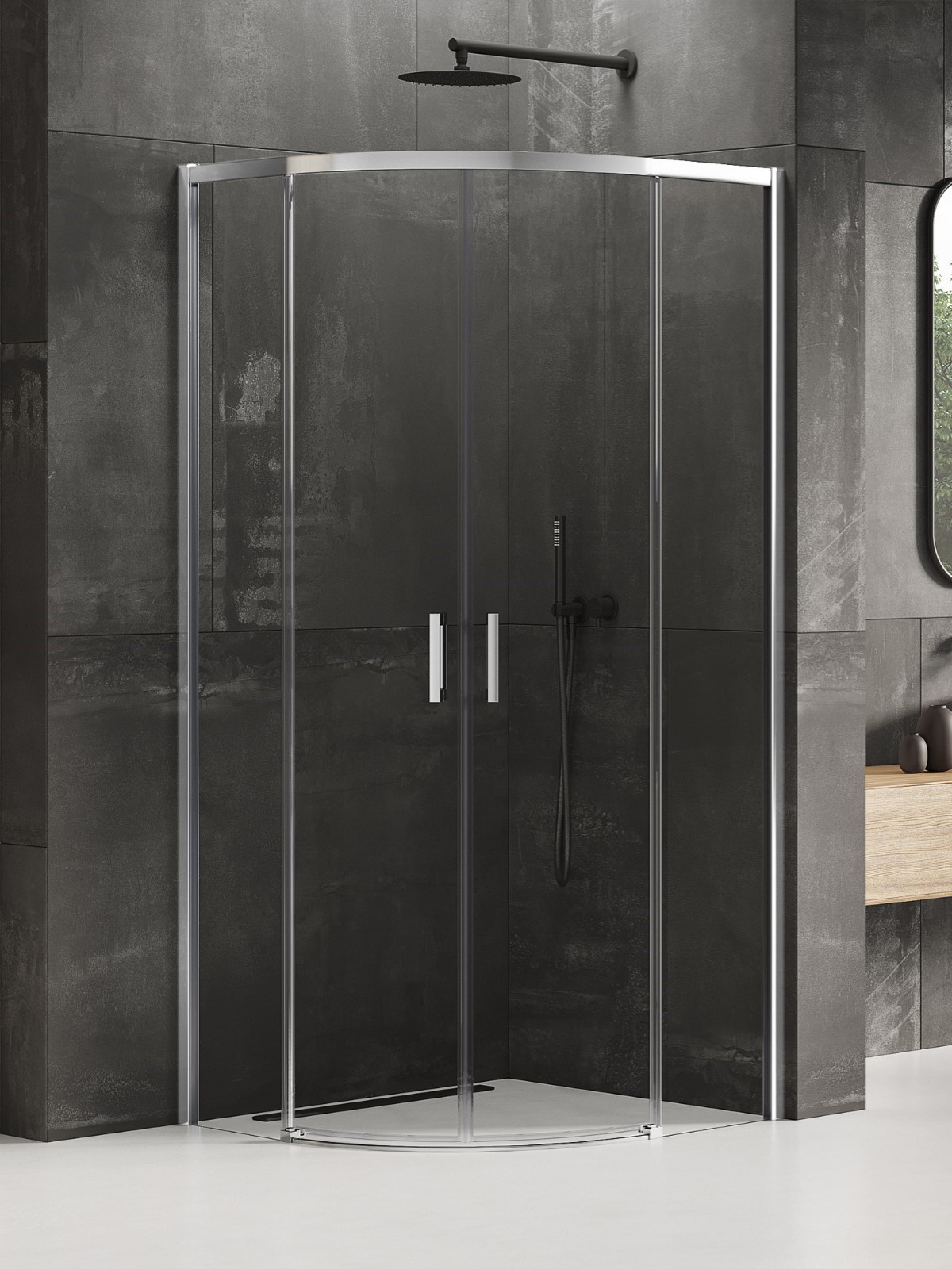 New Trendy Prime douchecabine 80x80 cm halfrond chroom glans/helder glas K-3554