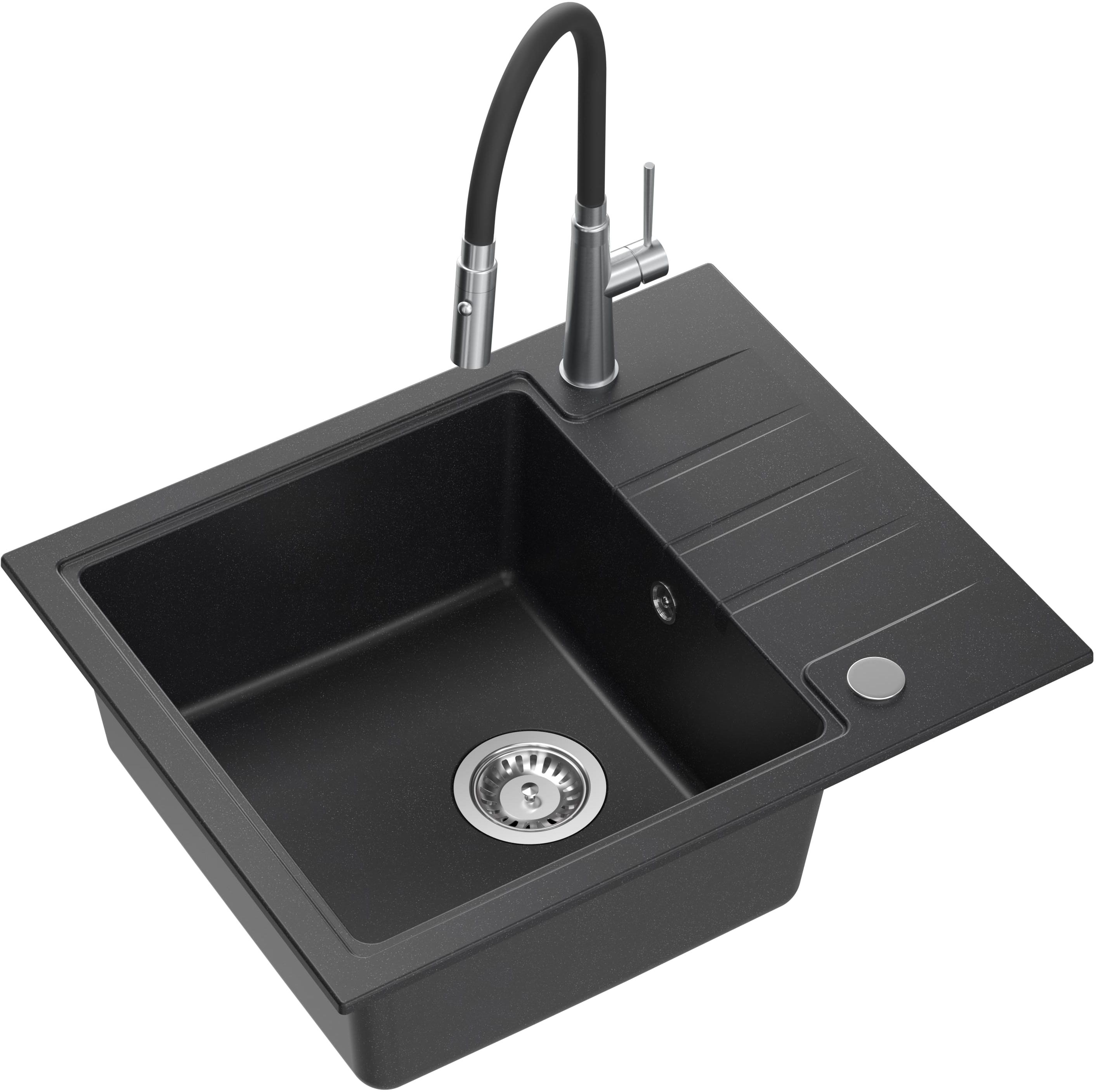 Quadron Peter spoelbak met kraan zwart/staal HCQP6250CZK_3922505BSBL